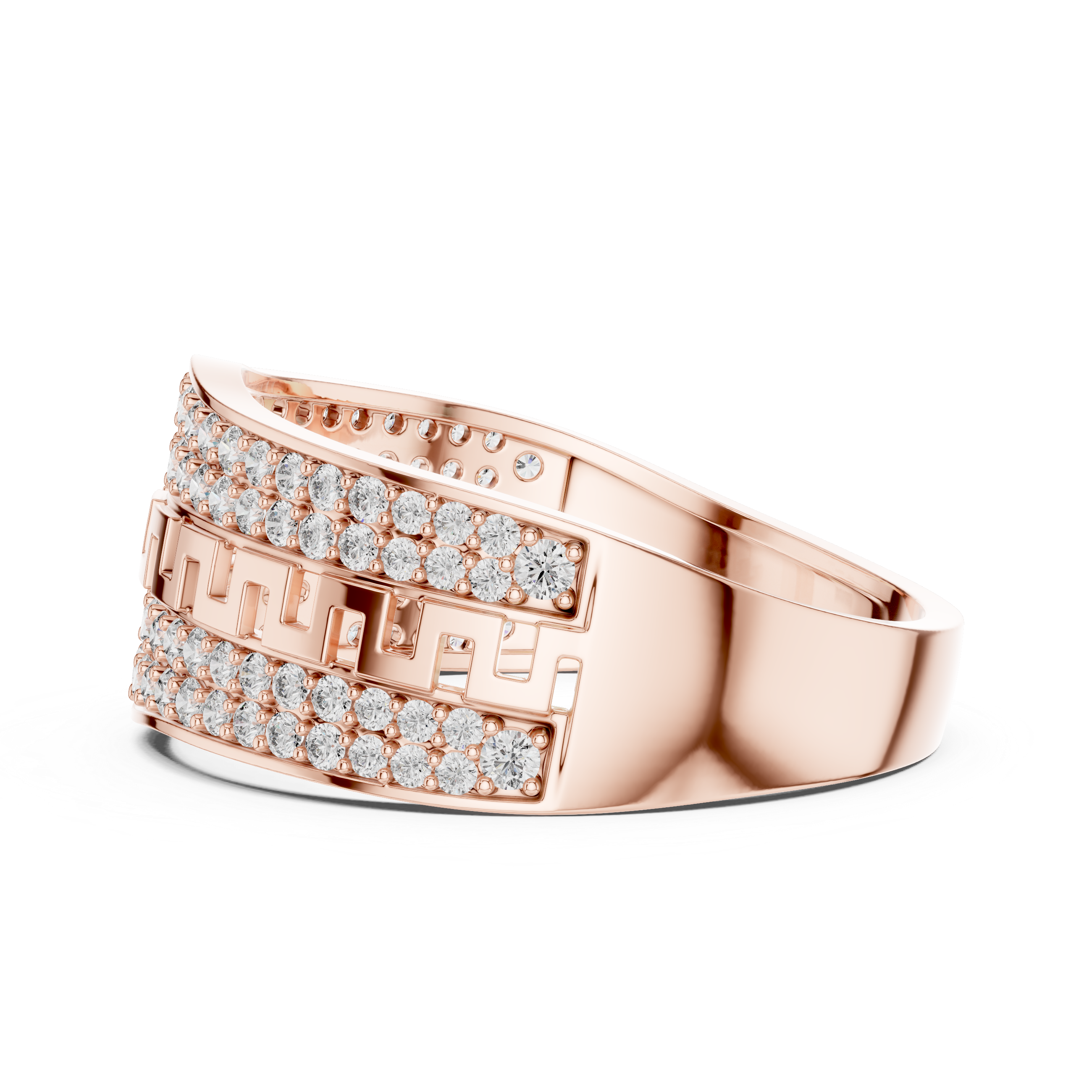 Luxury Double Pavé Diamond Ring with Geometric Center Band