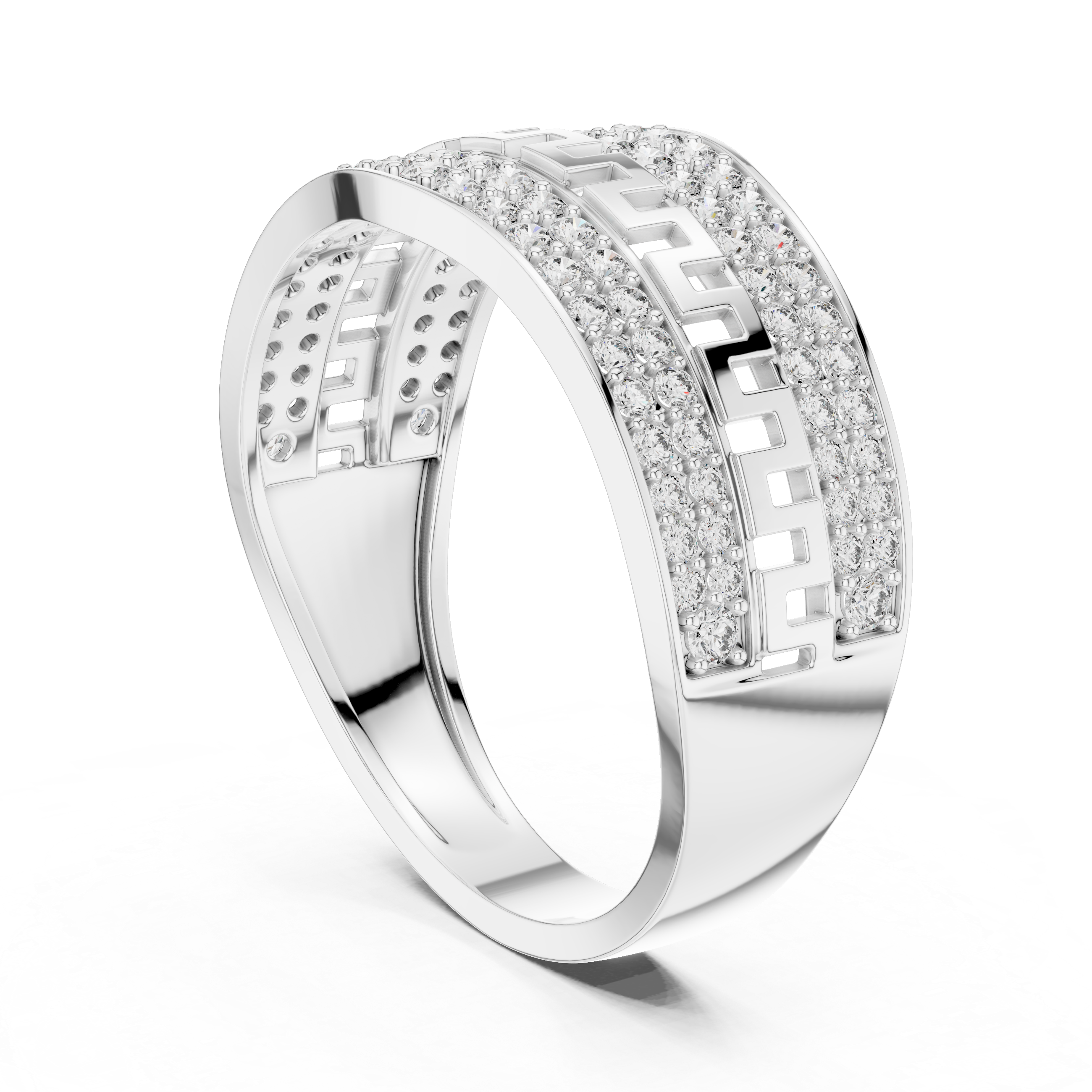 Luxury Double Pavé Diamond Ring with Geometric Center Band