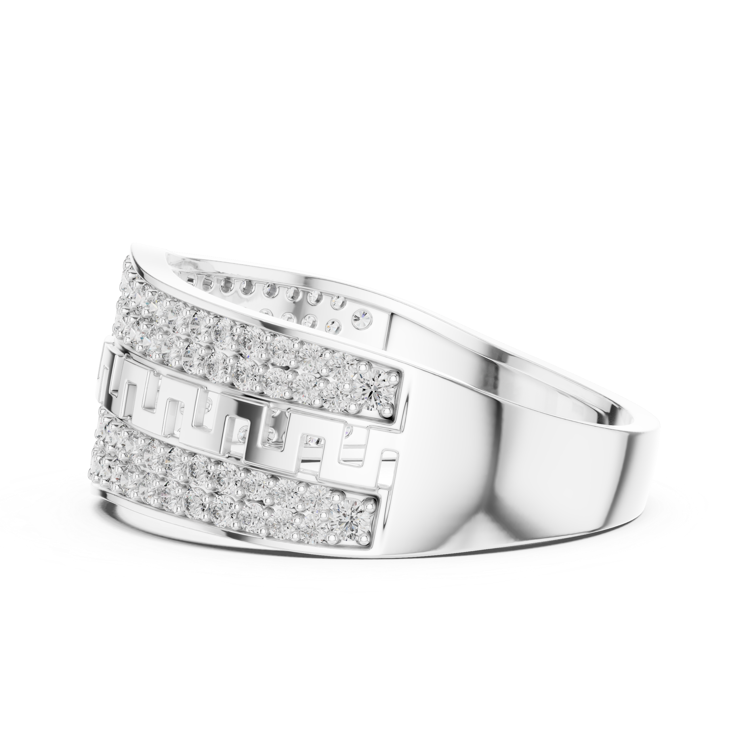 Luxury Double Pavé Diamond Ring with Geometric Center Band