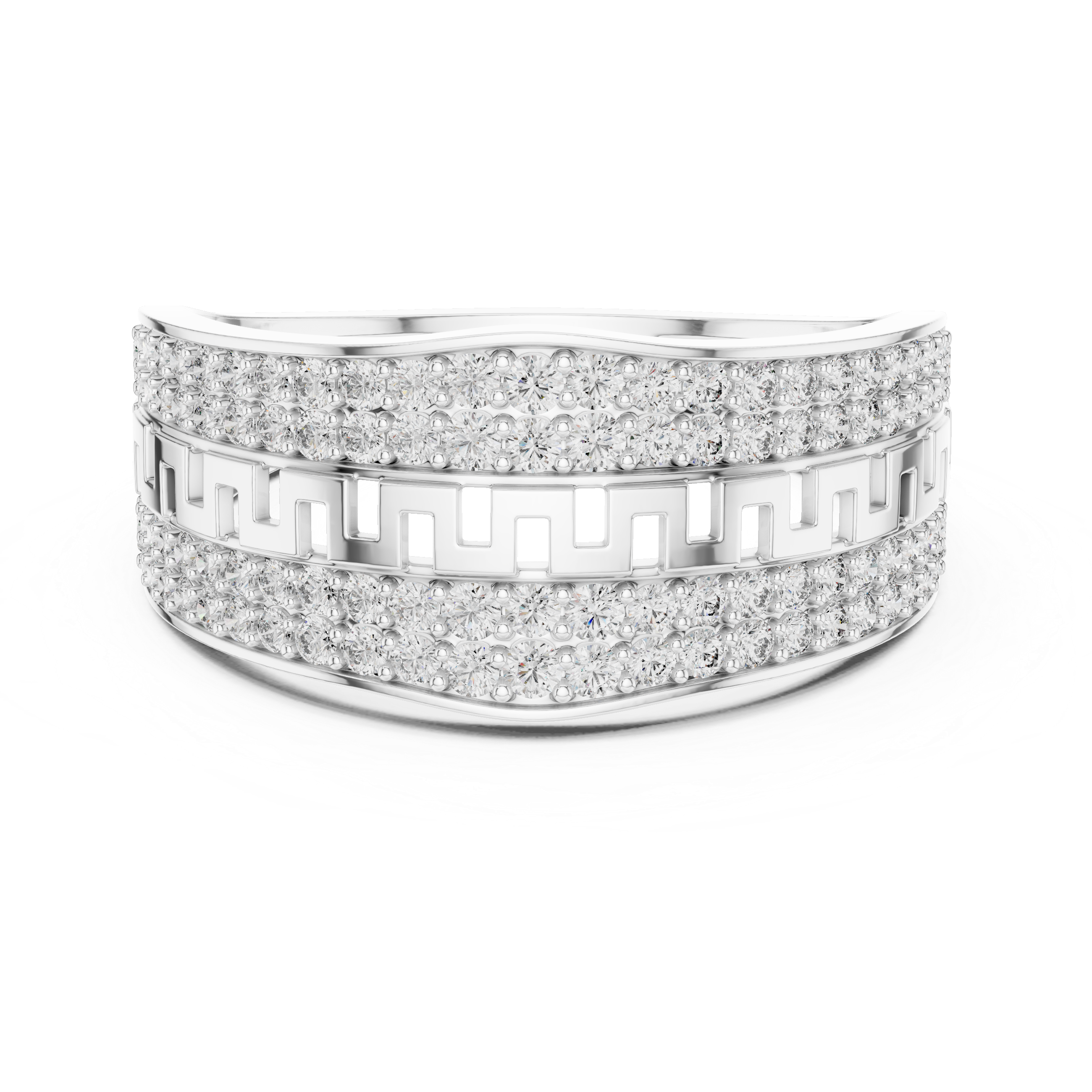 Luxury Double Pavé Diamond Ring with Geometric Center Band