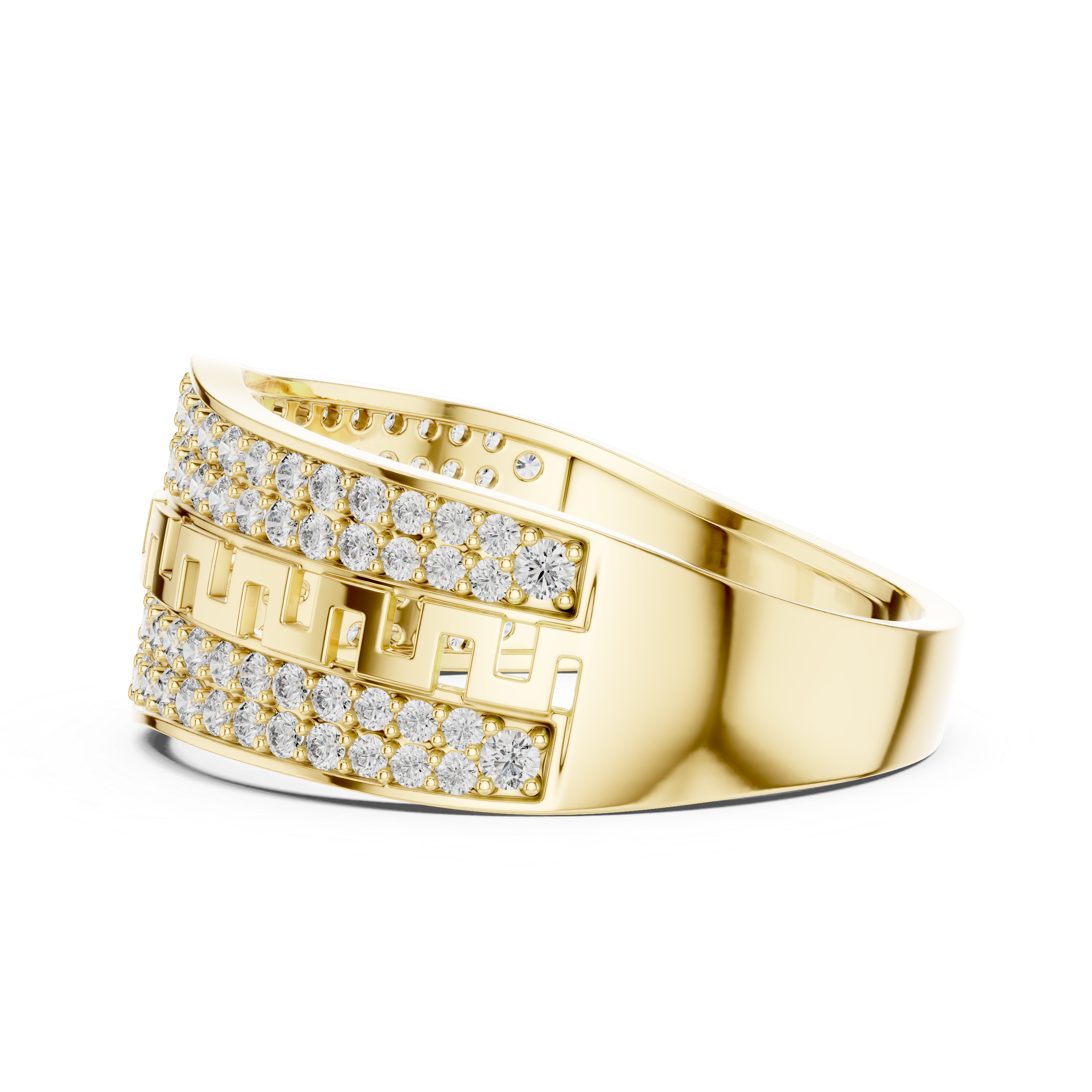 Luxury Double Pavé Diamond Ring with Geometric Center Band