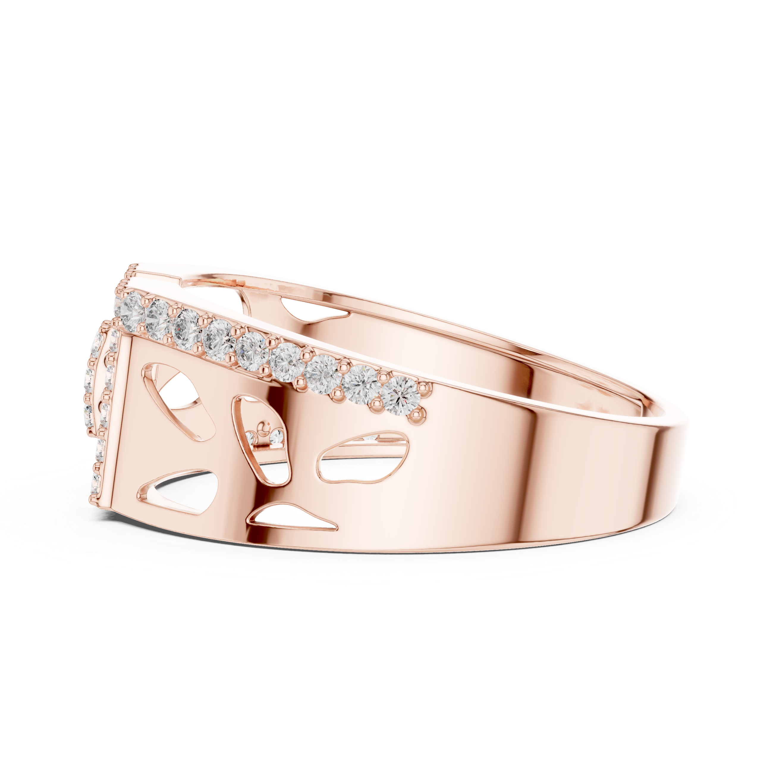 Modern Openwork Diamond Ring with Double Frame Center Design
