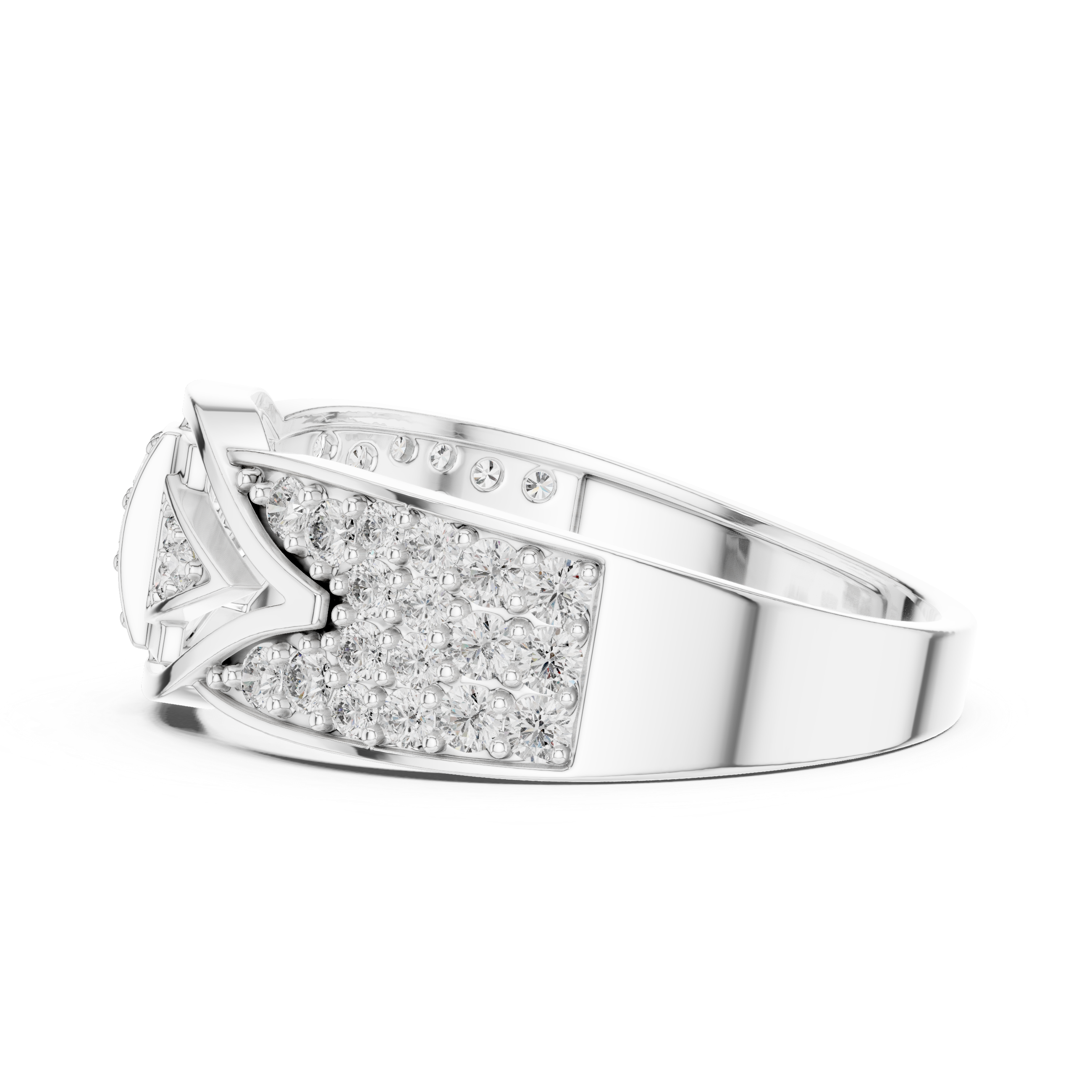 Modern Geometric Diamond Ring with Symmetrical Arrow Design