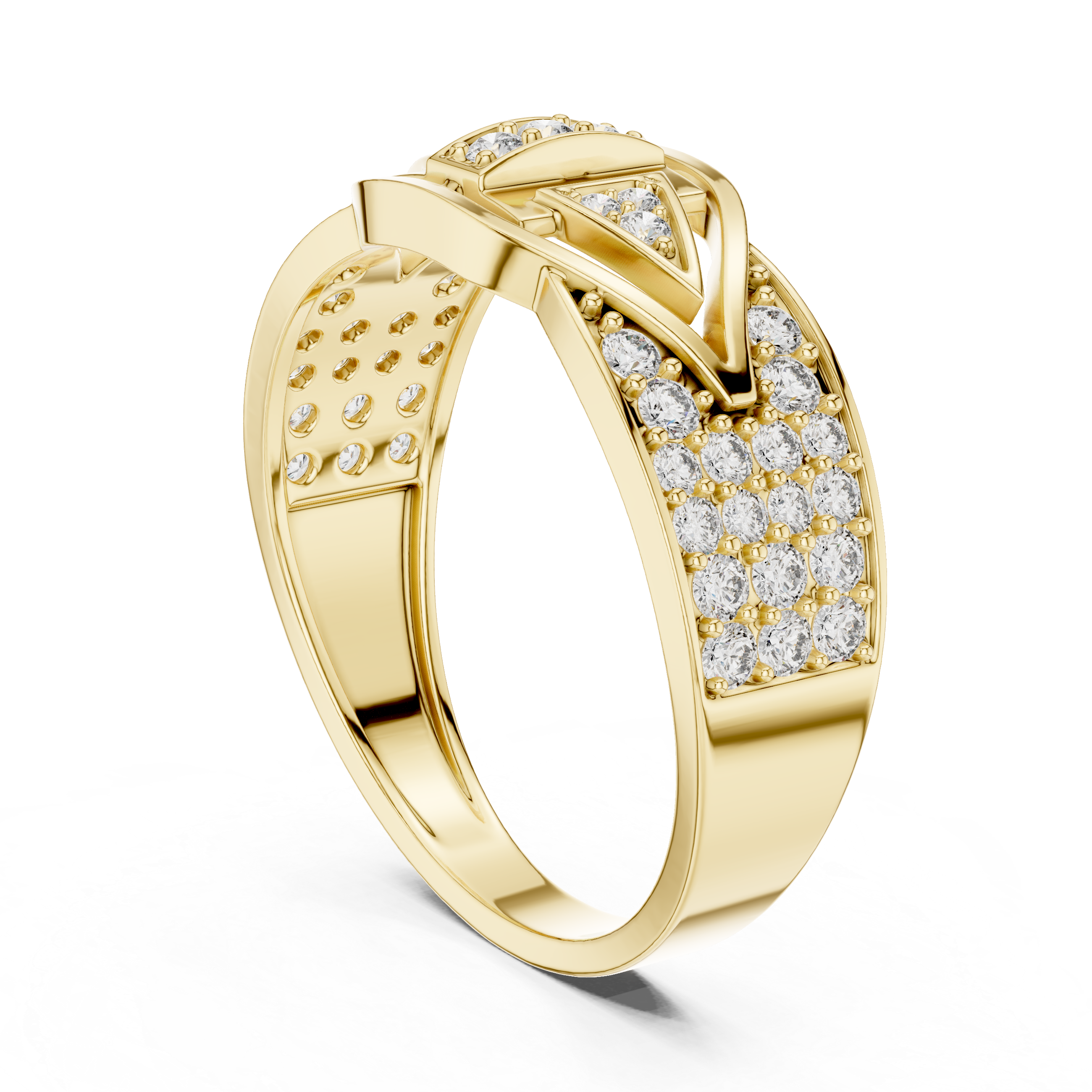 Modern Geometric Diamond Ring with Symmetrical Arrow Design