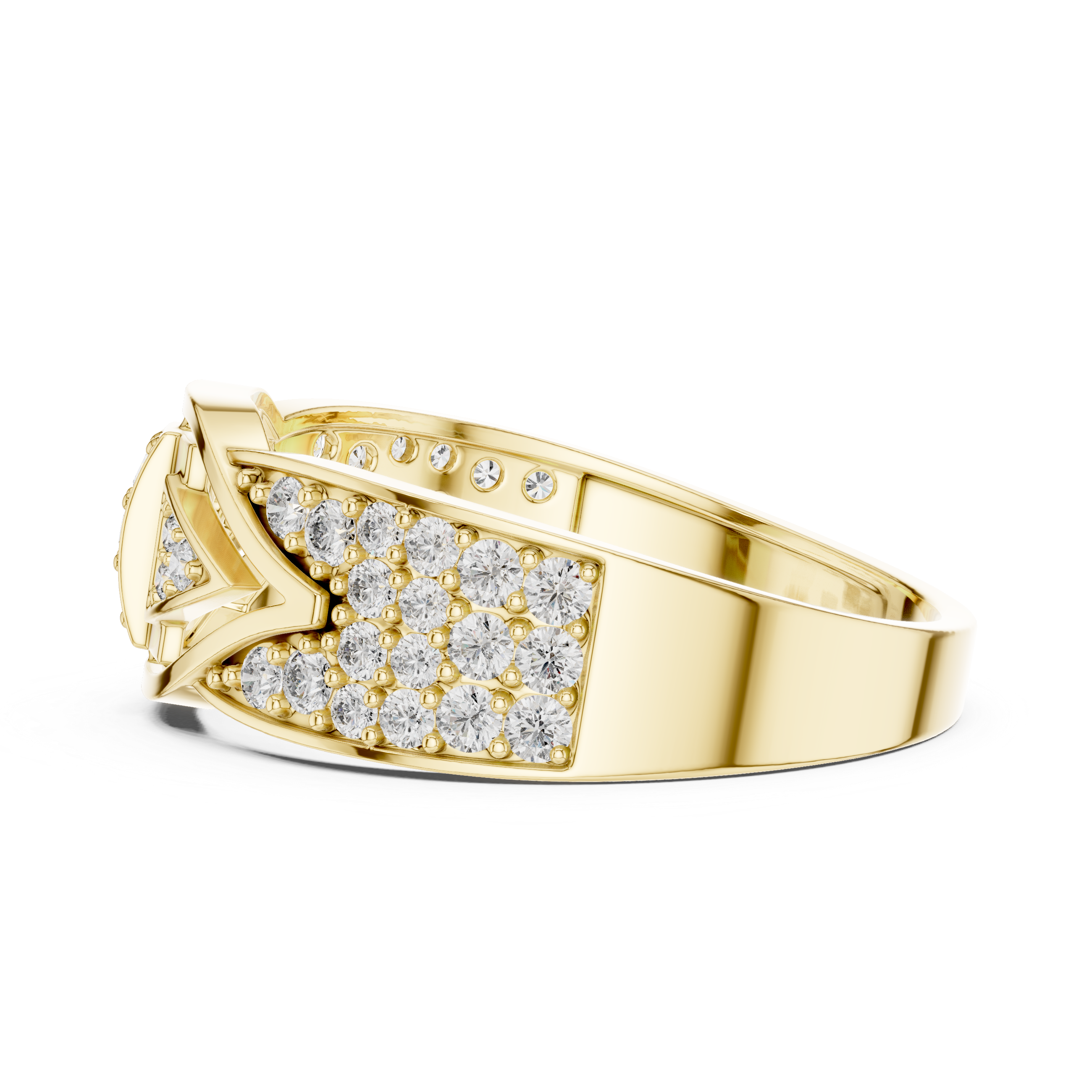 Modern Geometric Diamond Ring with Symmetrical Arrow Design