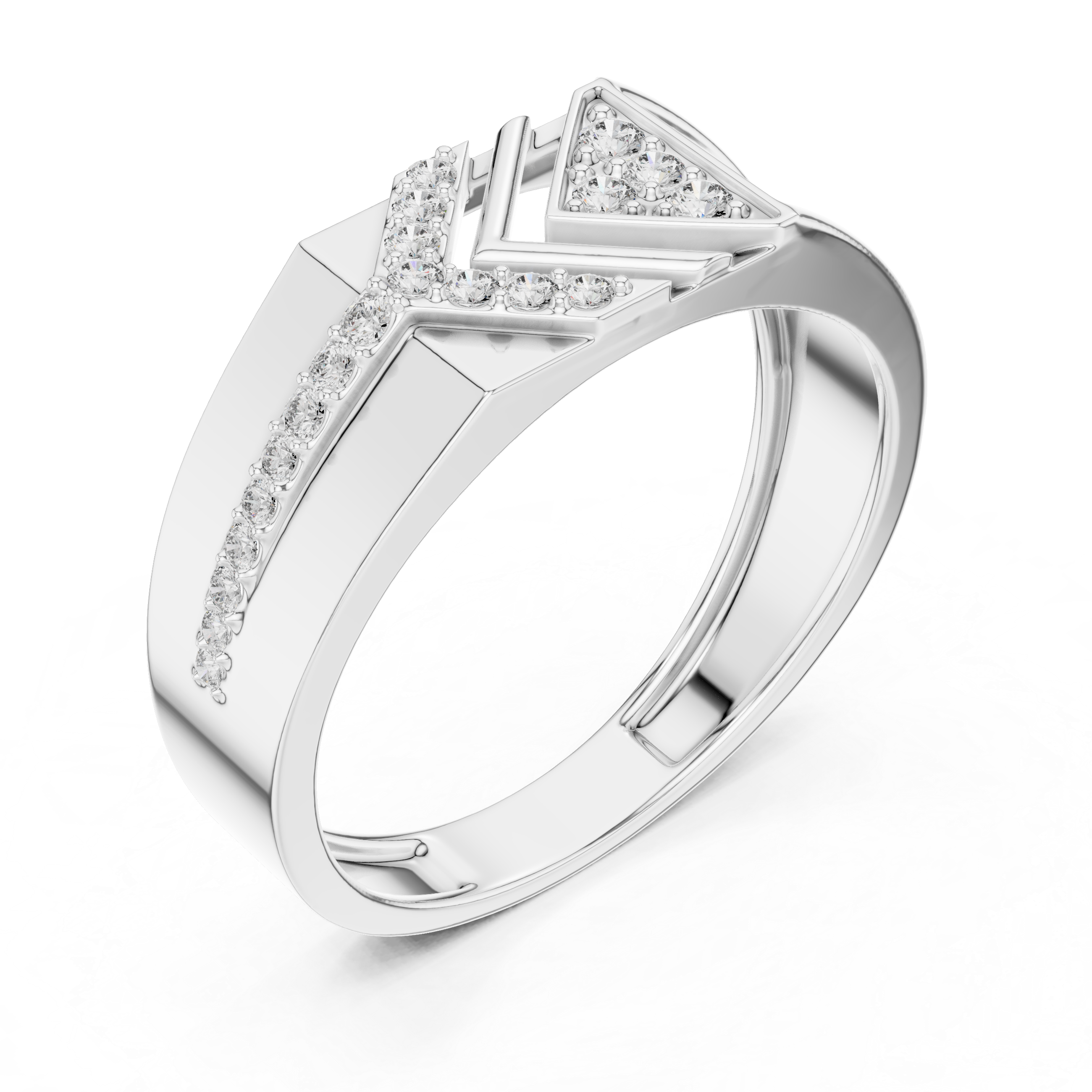Chevron Arrow Diamond Ring with Geometric Modern Design