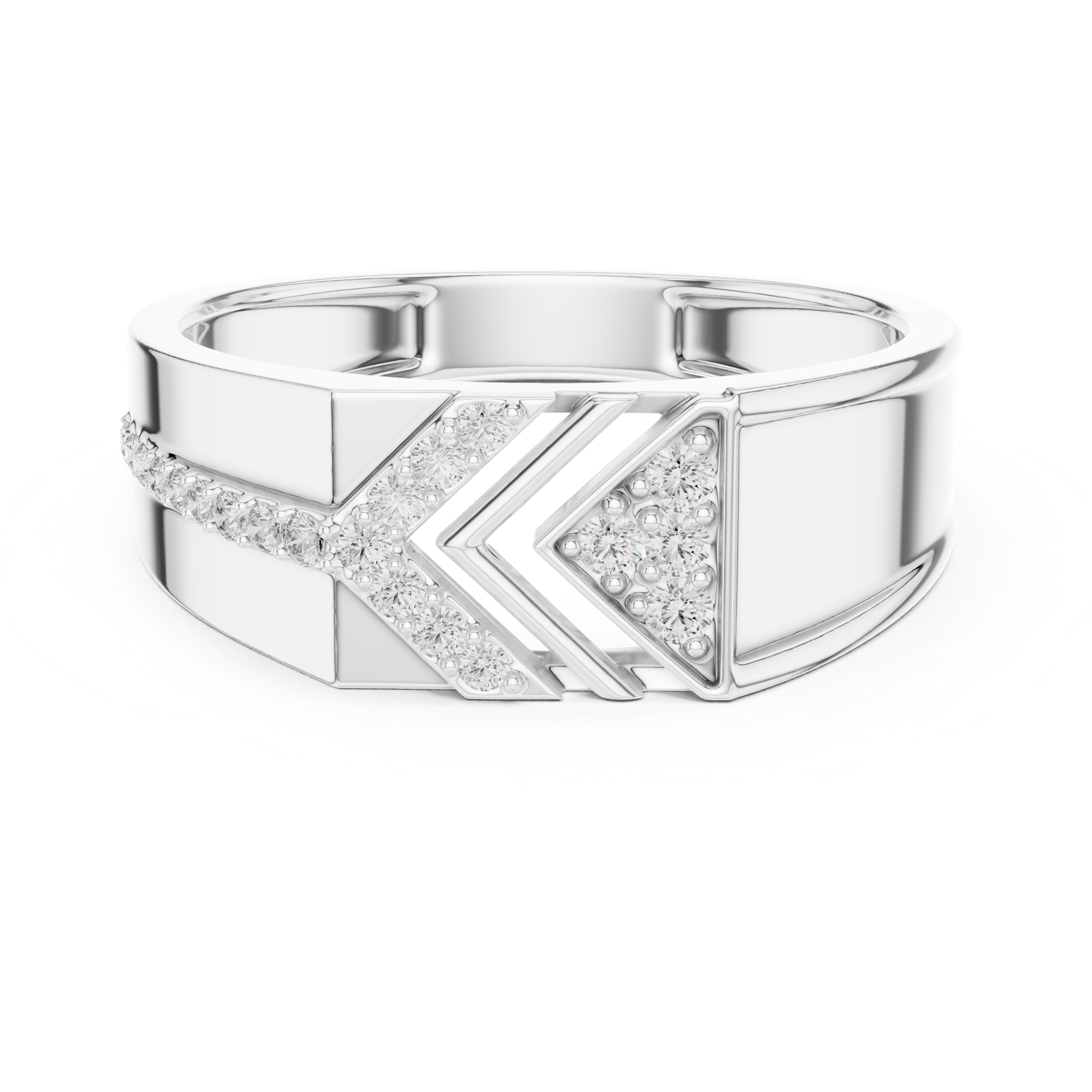 Chevron Arrow Diamond Ring with Geometric Modern Design