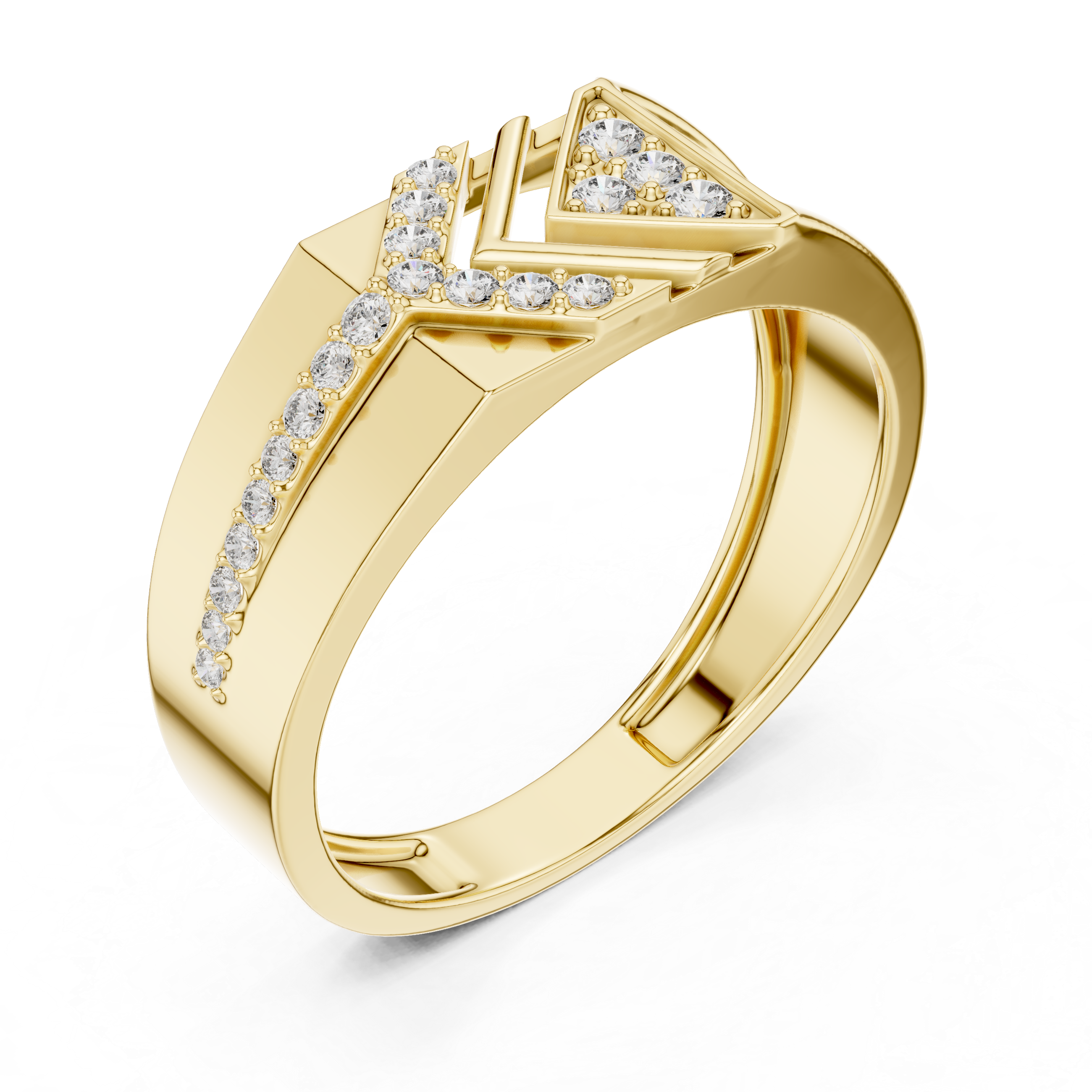 Chevron Arrow Diamond Ring with Geometric Modern Design