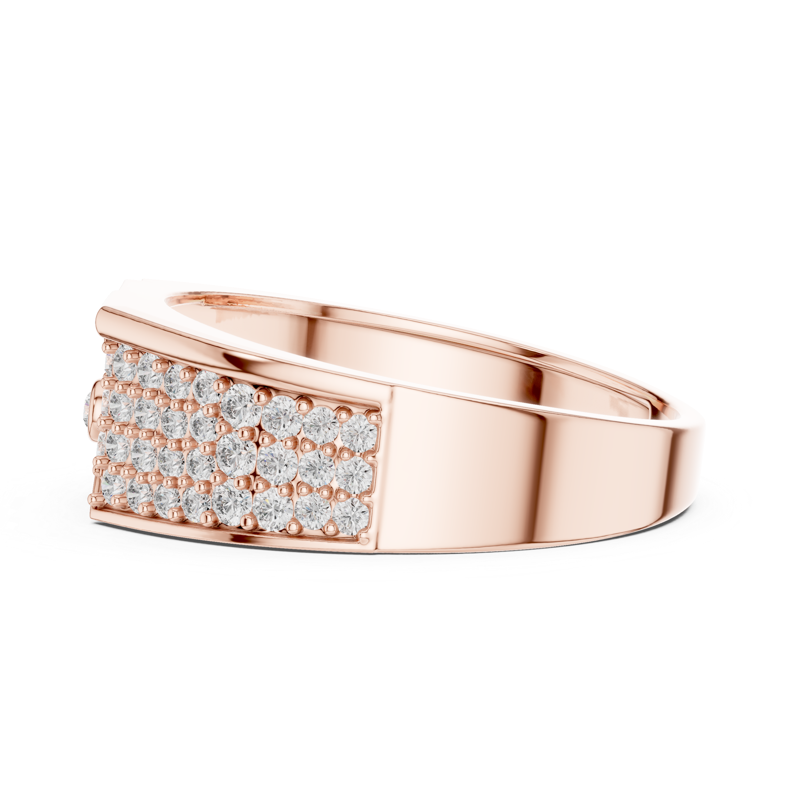 Modern Pavé Diamond Statement Ring with Asymmetrical Flow Design
