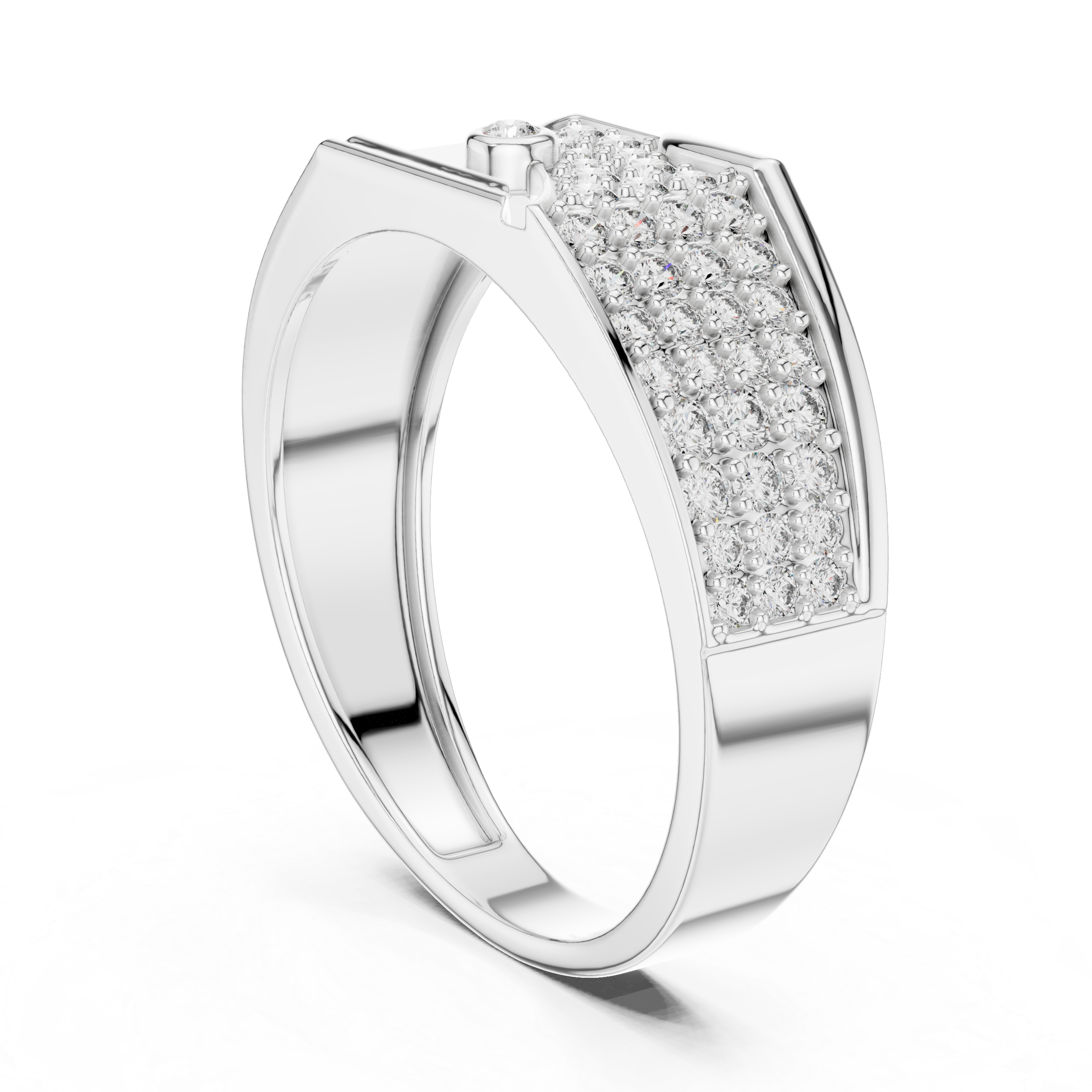 Modern Pavé Diamond Statement Ring with Asymmetrical Flow Design