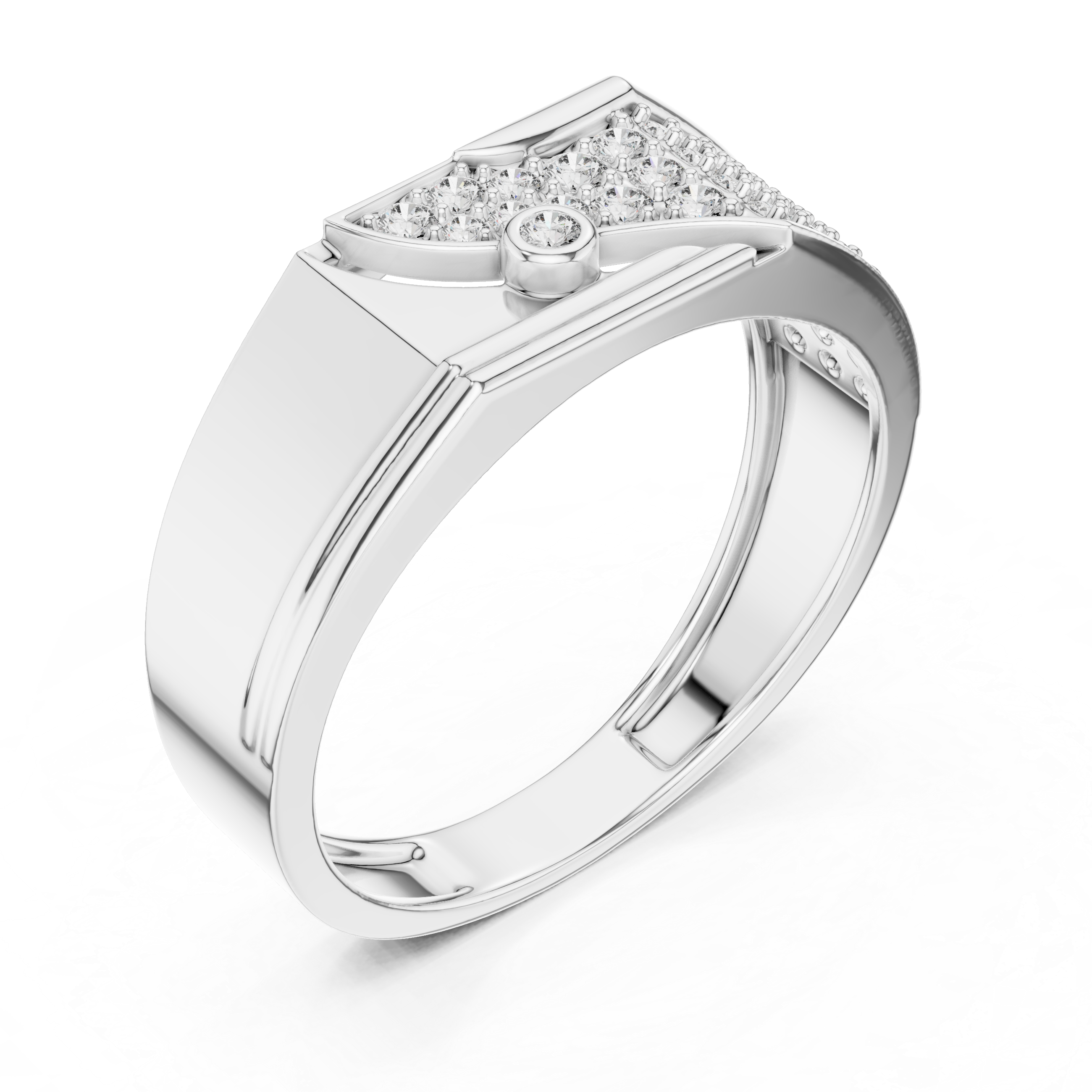 Modern Pavé Diamond Statement Ring with Asymmetrical Flow Design