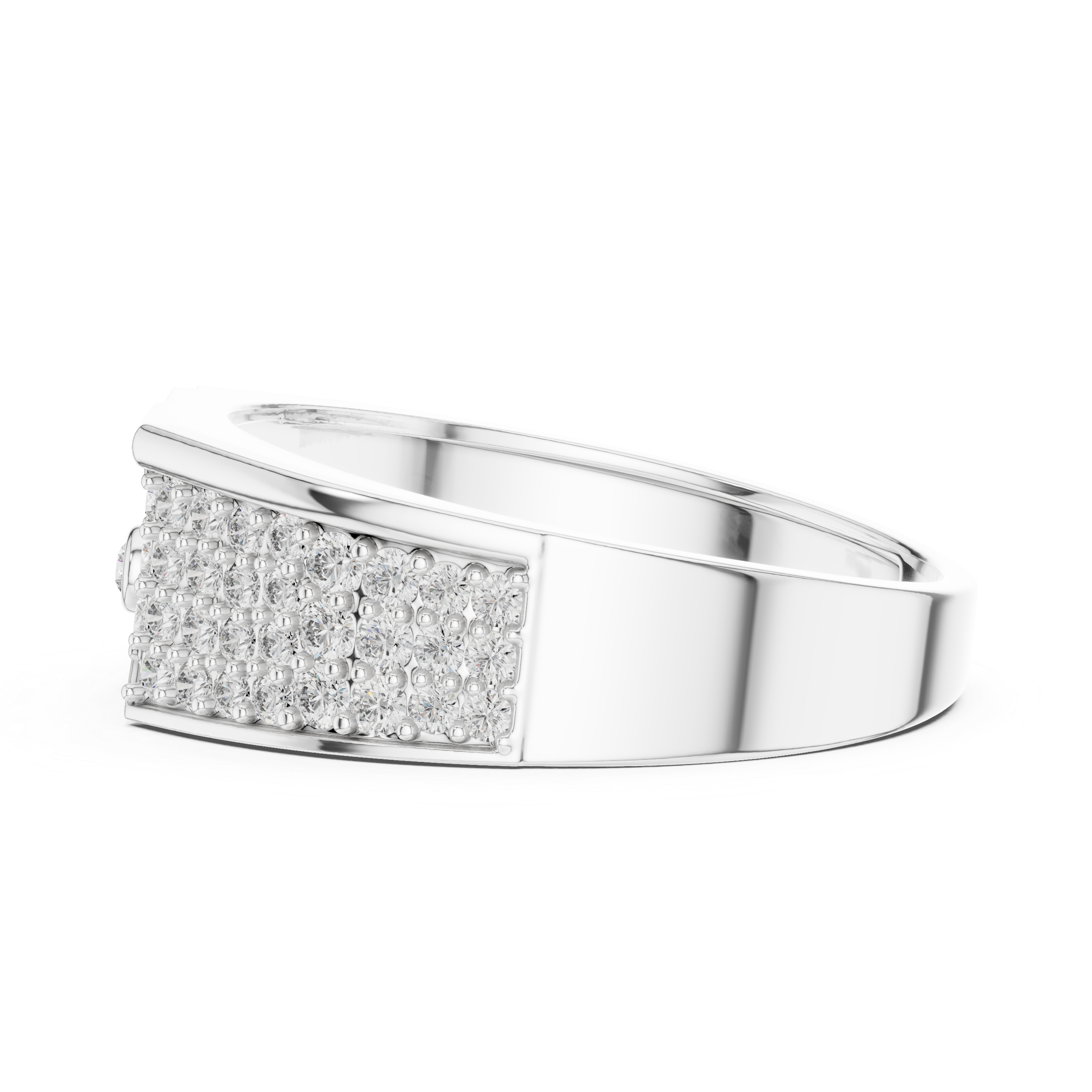 Modern Pavé Diamond Statement Ring with Asymmetrical Flow Design