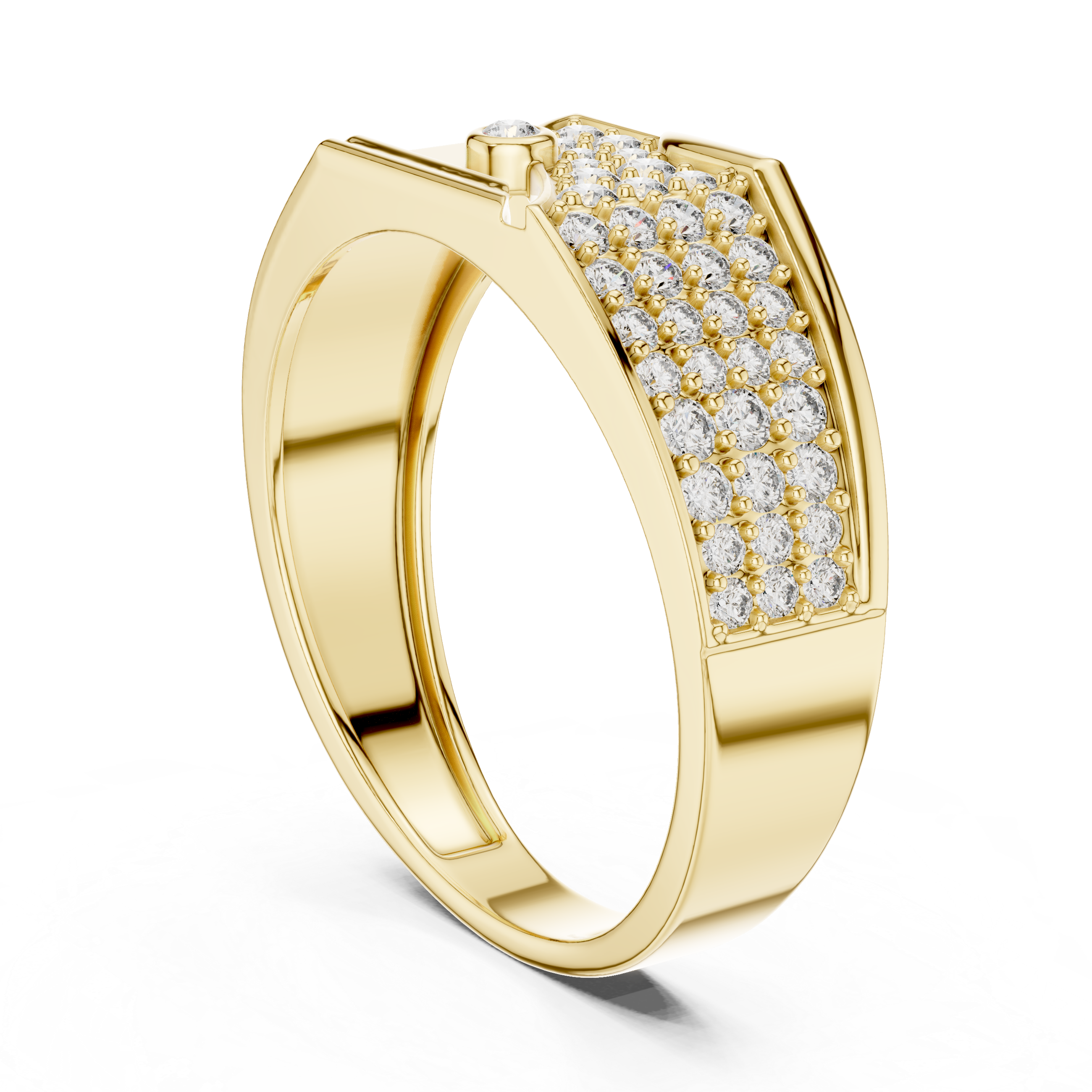 Modern Pavé Diamond Statement Ring with Asymmetrical Flow Design