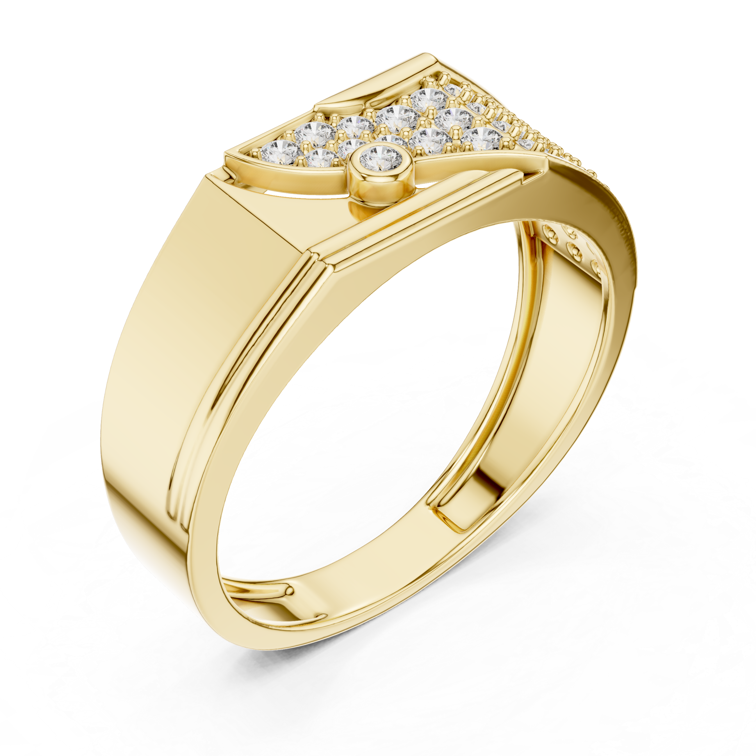 Modern Pavé Diamond Statement Ring with Asymmetrical Flow Design