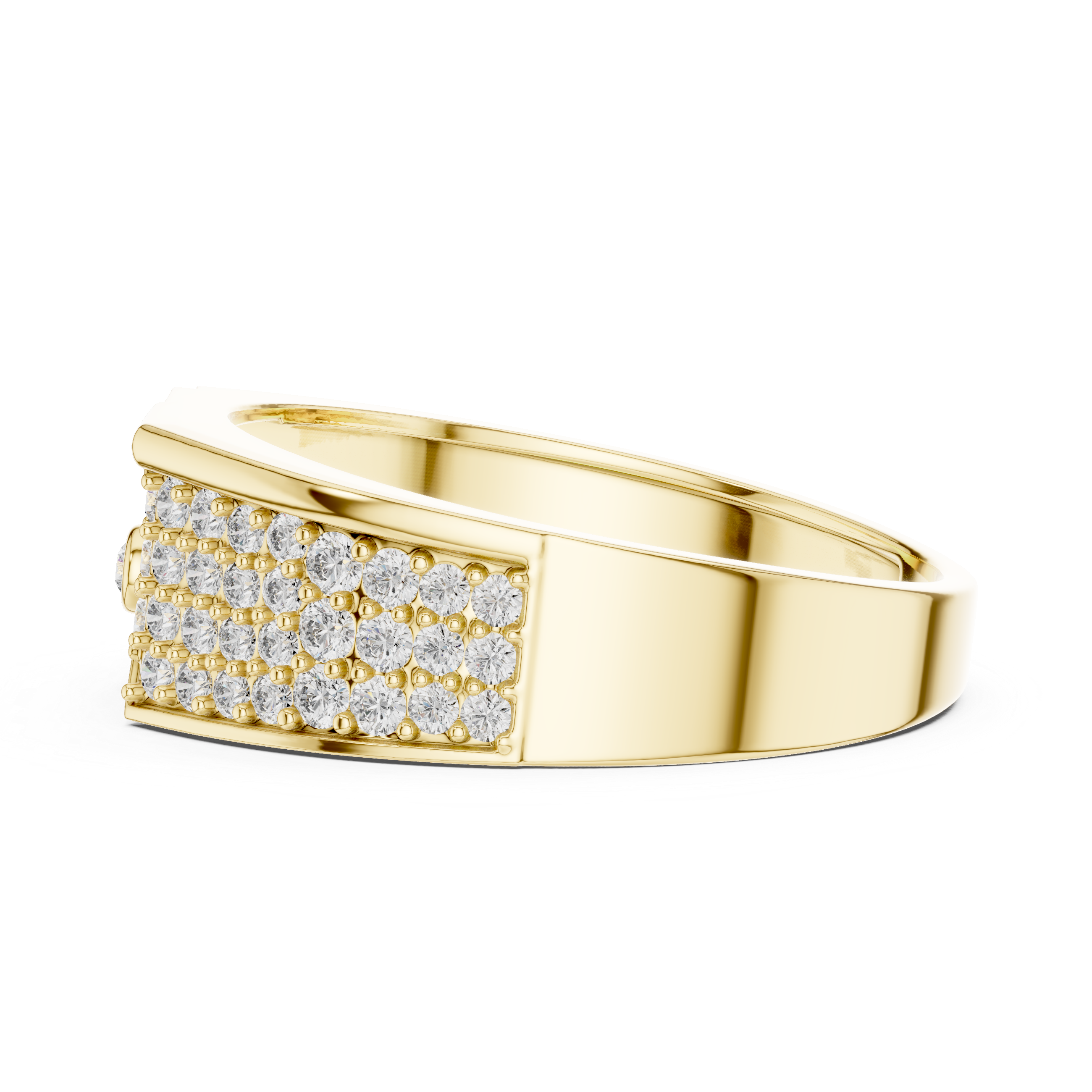 Modern Pavé Diamond Statement Ring with Asymmetrical Flow Design