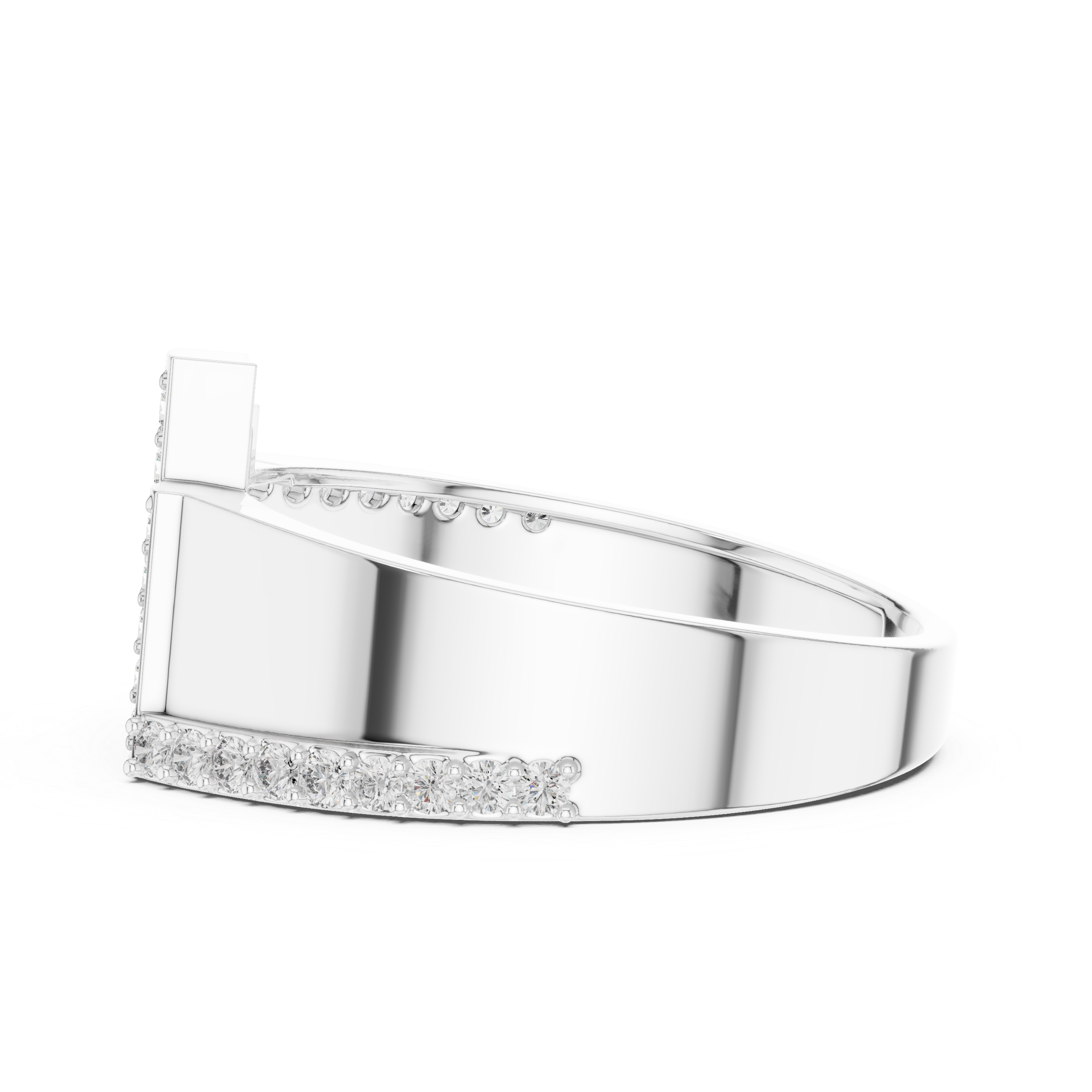 Modern Vertical Bar Diamond Ring with Architectural Open Design