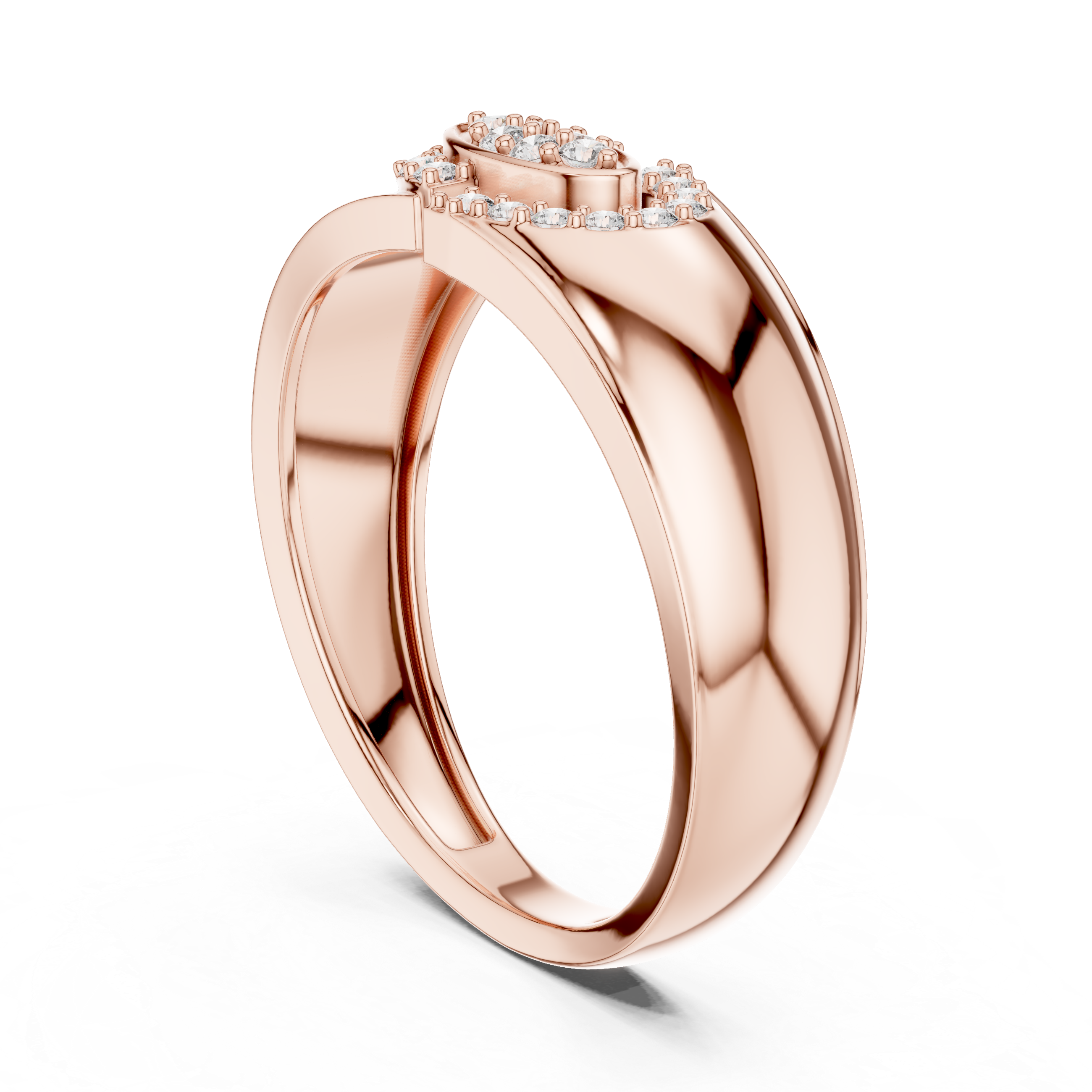Modern Oval Halo Diamond Signet Ring with Asymmetrical Open Design