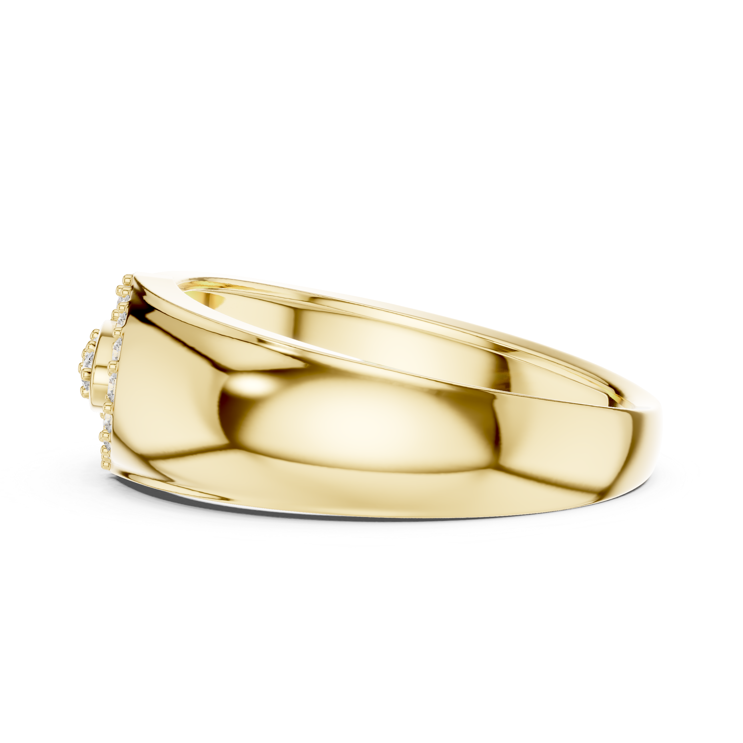 Modern Oval Halo Diamond Signet Ring with Asymmetrical Open Design