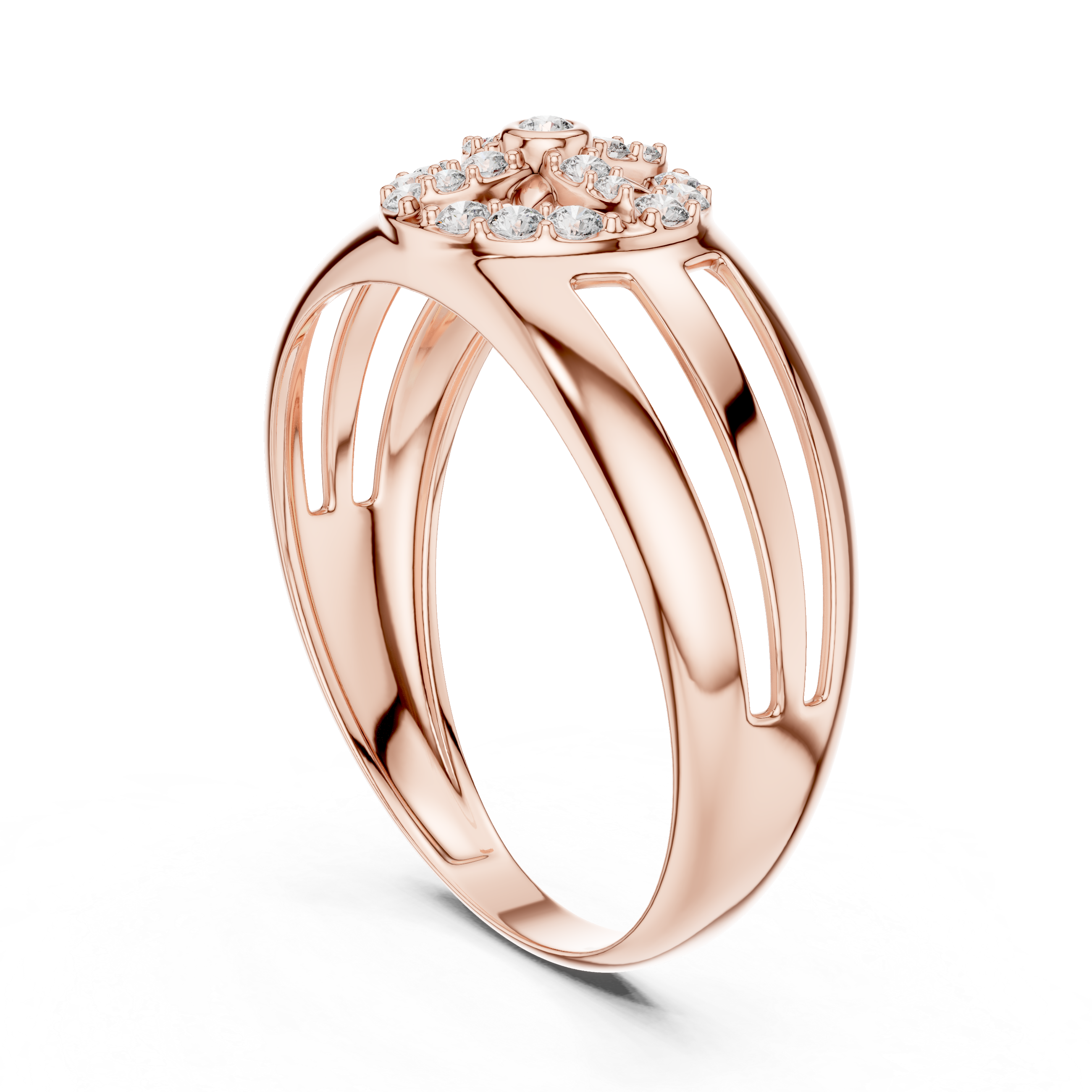Compass Star Diamond Statement Ring with Open Split Band