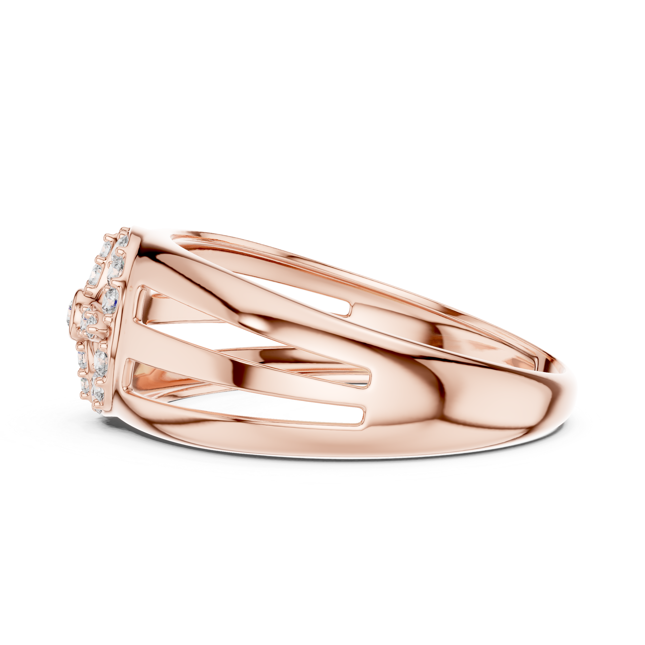 Compass Star Diamond Statement Ring with Open Split Band