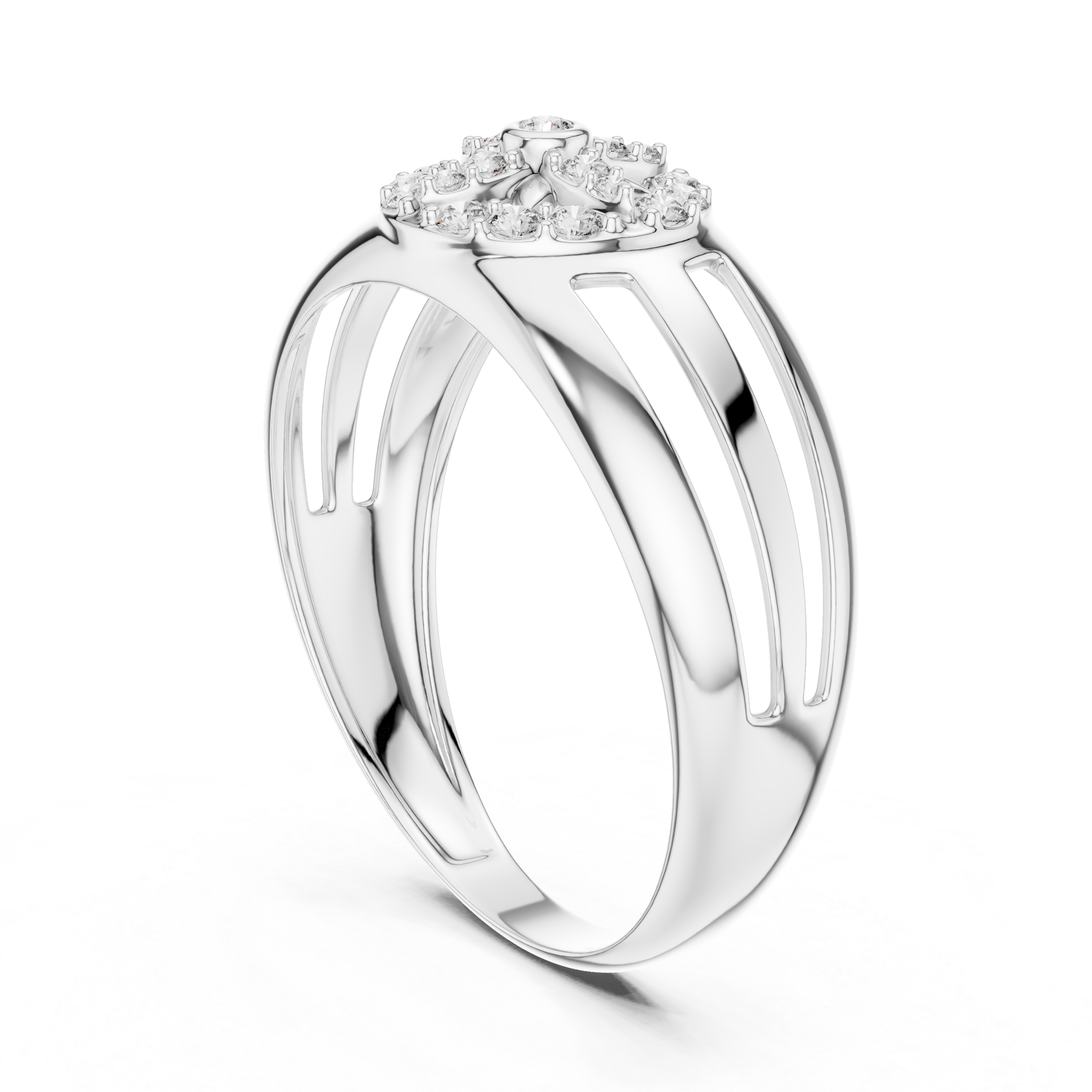 Compass Star Diamond Statement Ring with Open Split Band