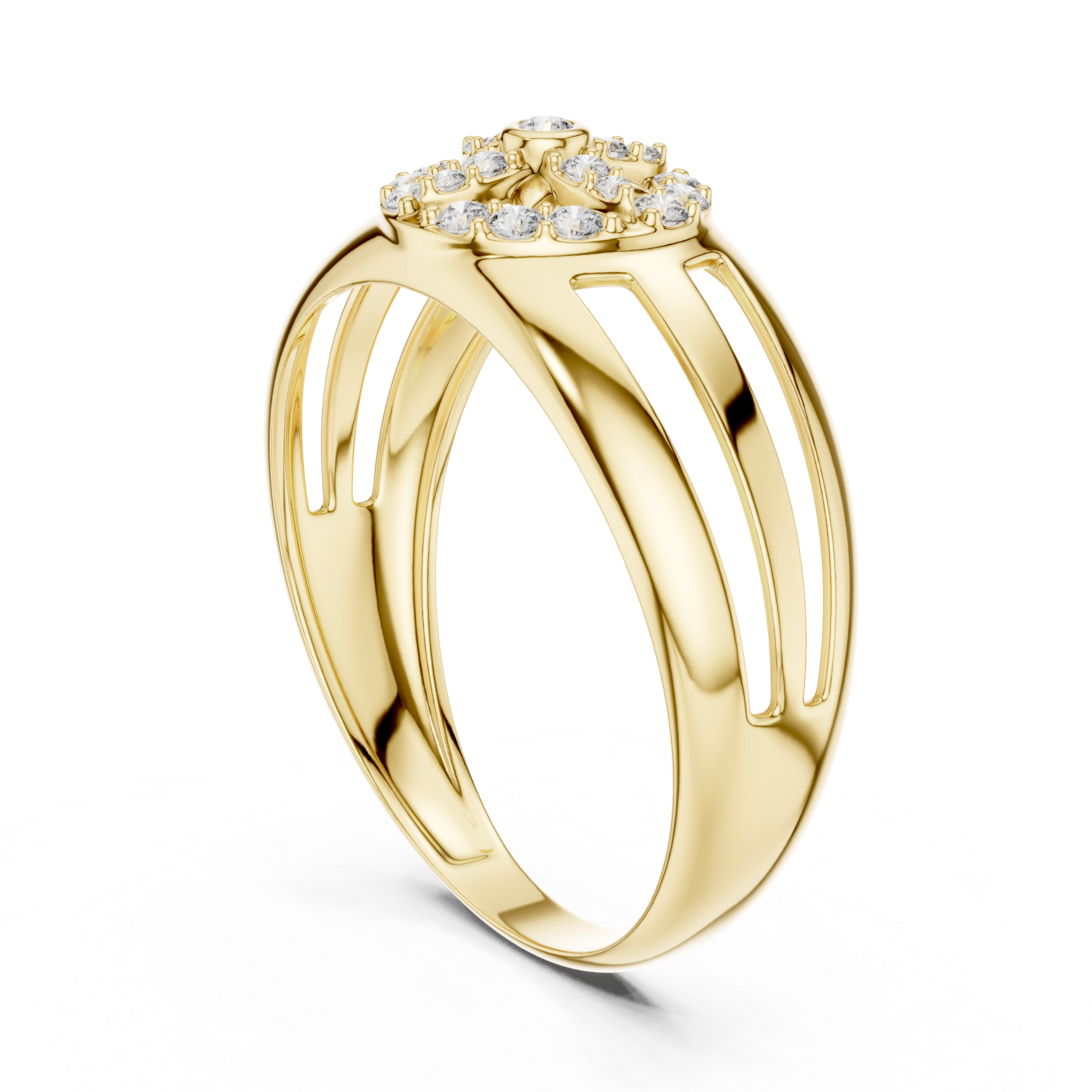 Compass Star Diamond Statement Ring with Open Split Band