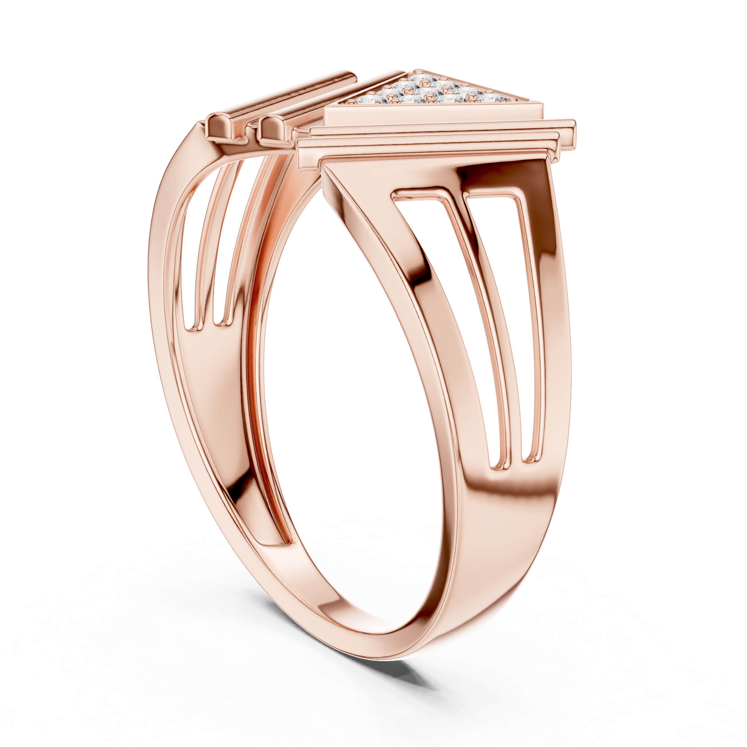Modern V-Shaped Triangle Diamond Statement Ring