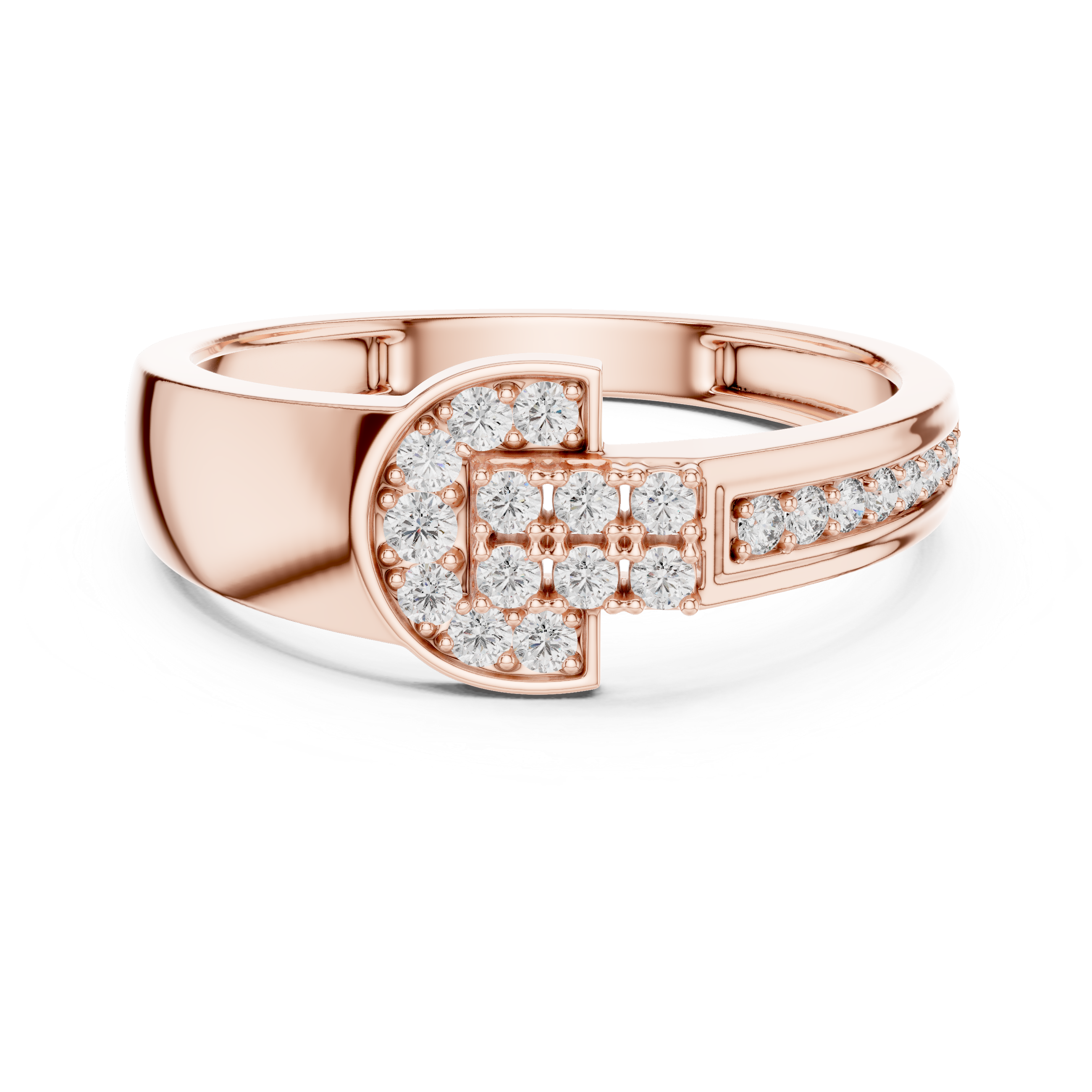 Modern Half-Halo Diamond Geometric Ring