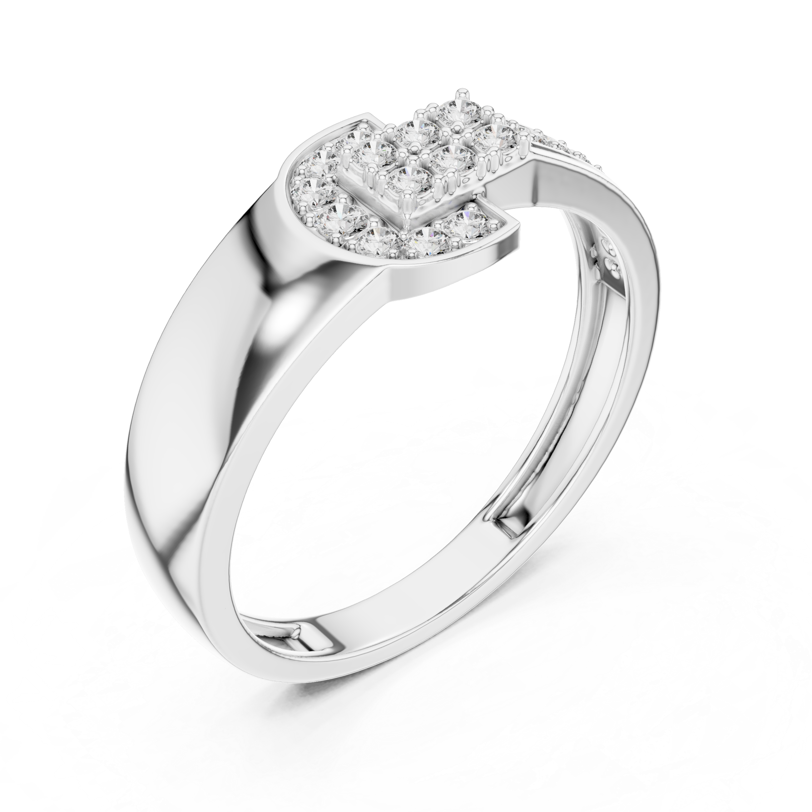 Modern Half-Halo Diamond Geometric Ring