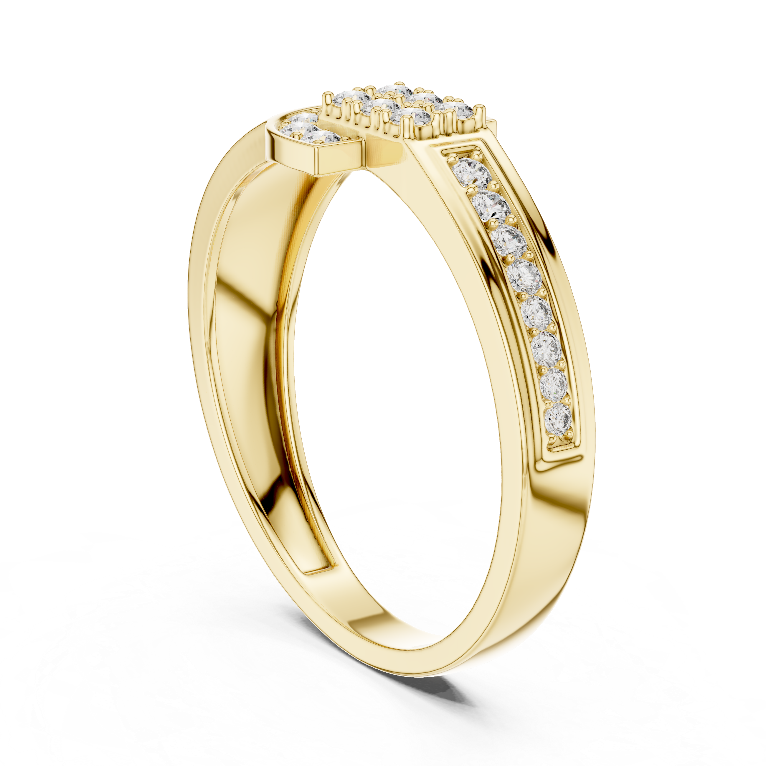 Modern Half-Halo Diamond Geometric Ring