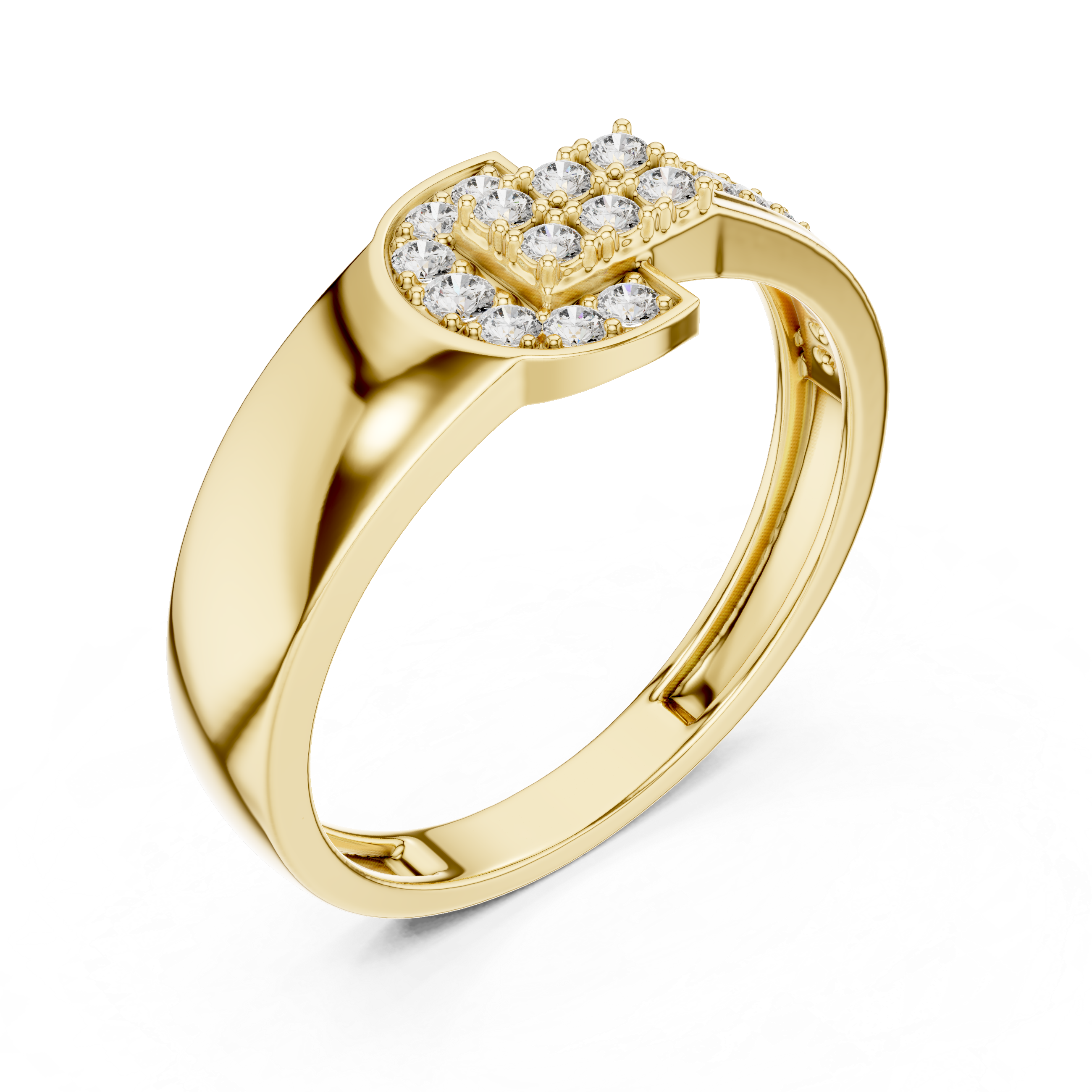Modern Half-Halo Diamond Geometric Ring
