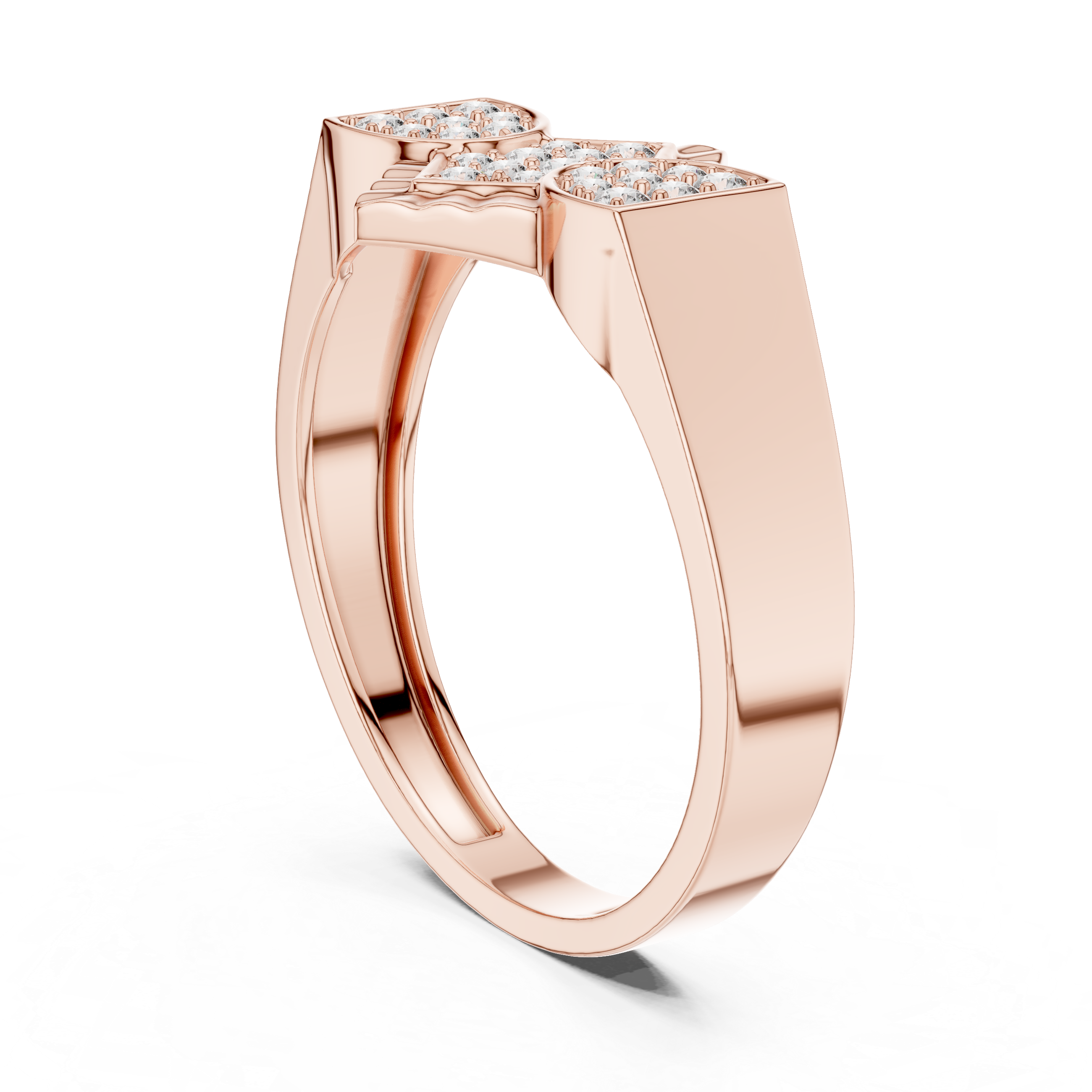 Geometric Cluster Diamond Ring with Vintage-Inspired Center Frame