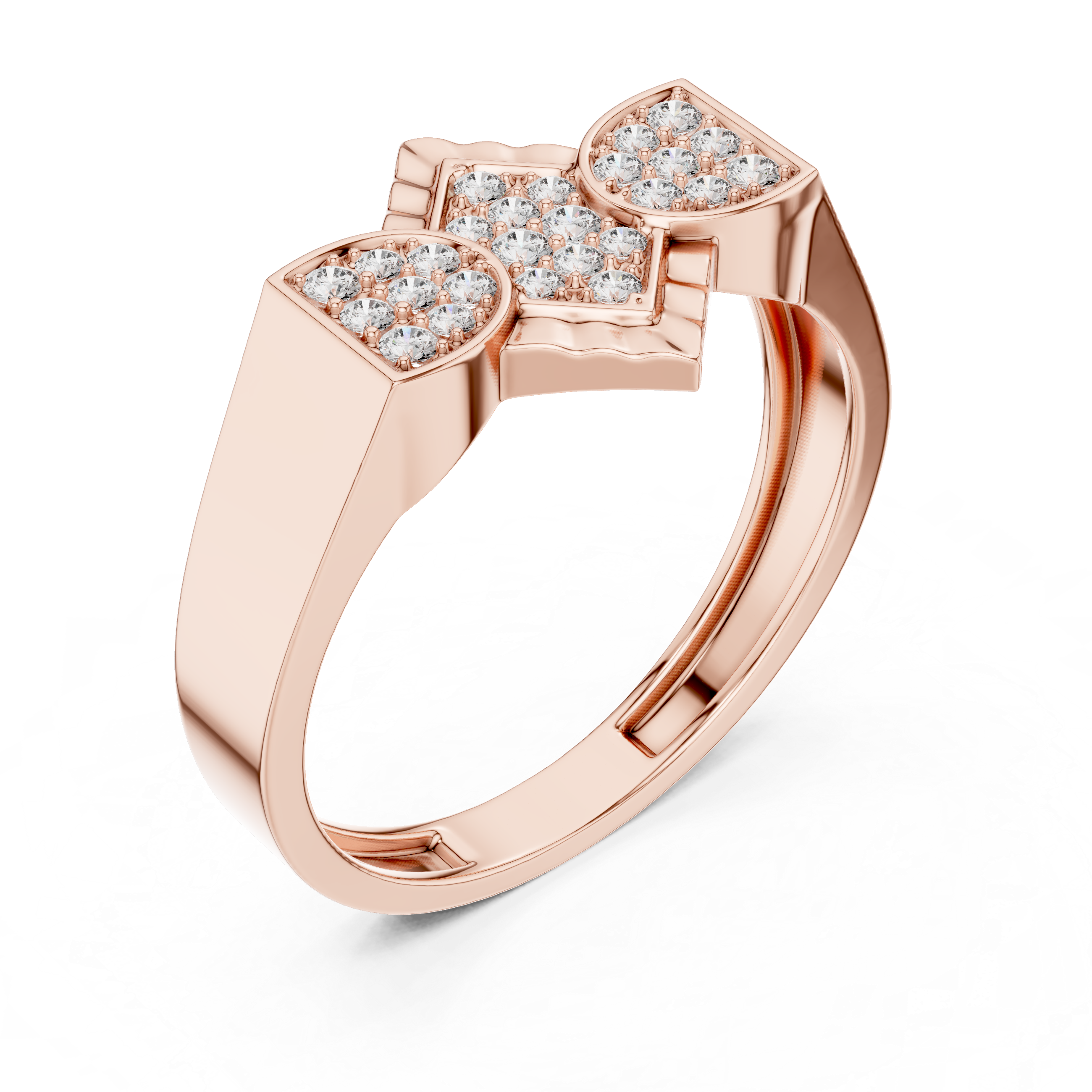 Geometric Cluster Diamond Ring with Vintage-Inspired Center Frame