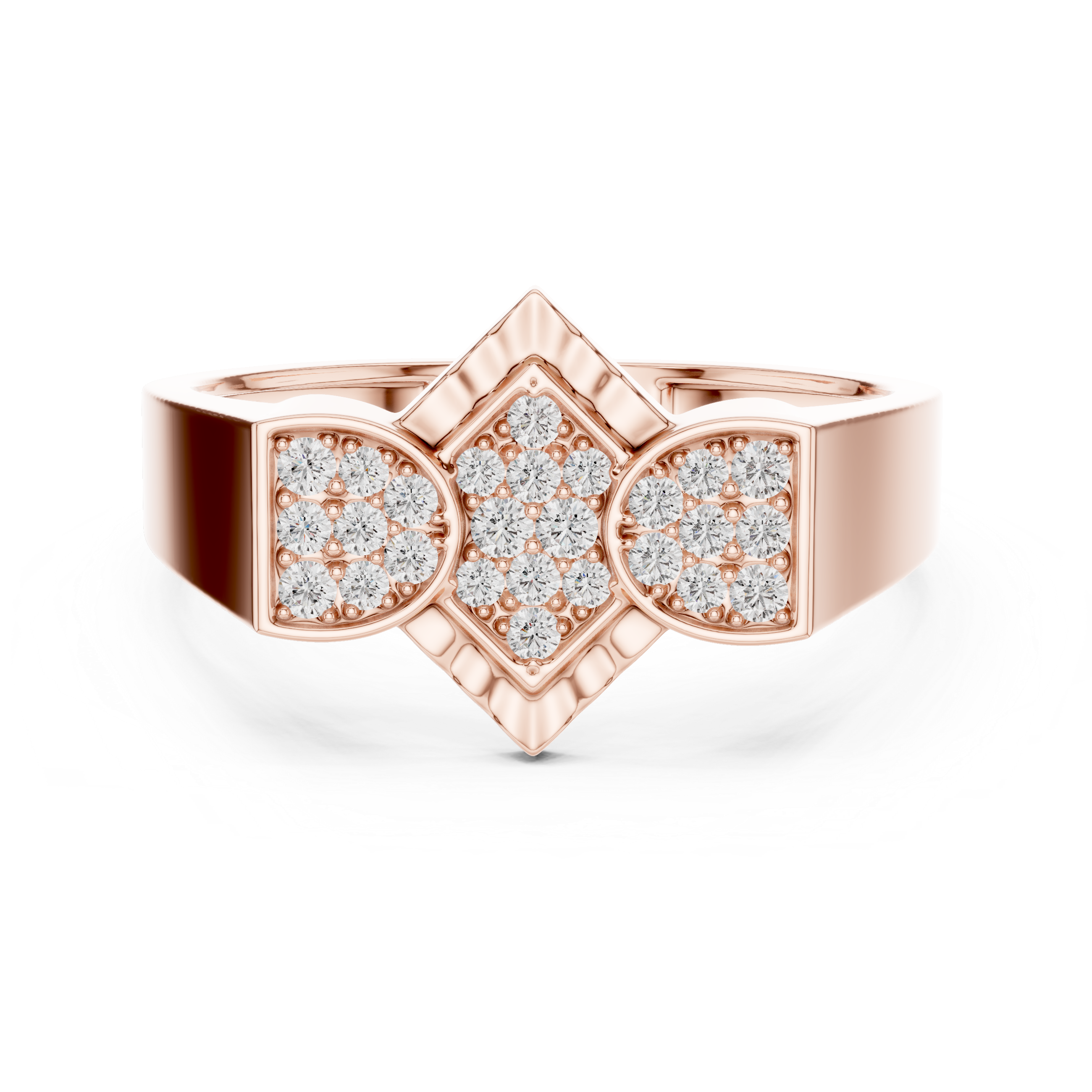 Geometric Cluster Diamond Ring with Vintage-Inspired Center Frame