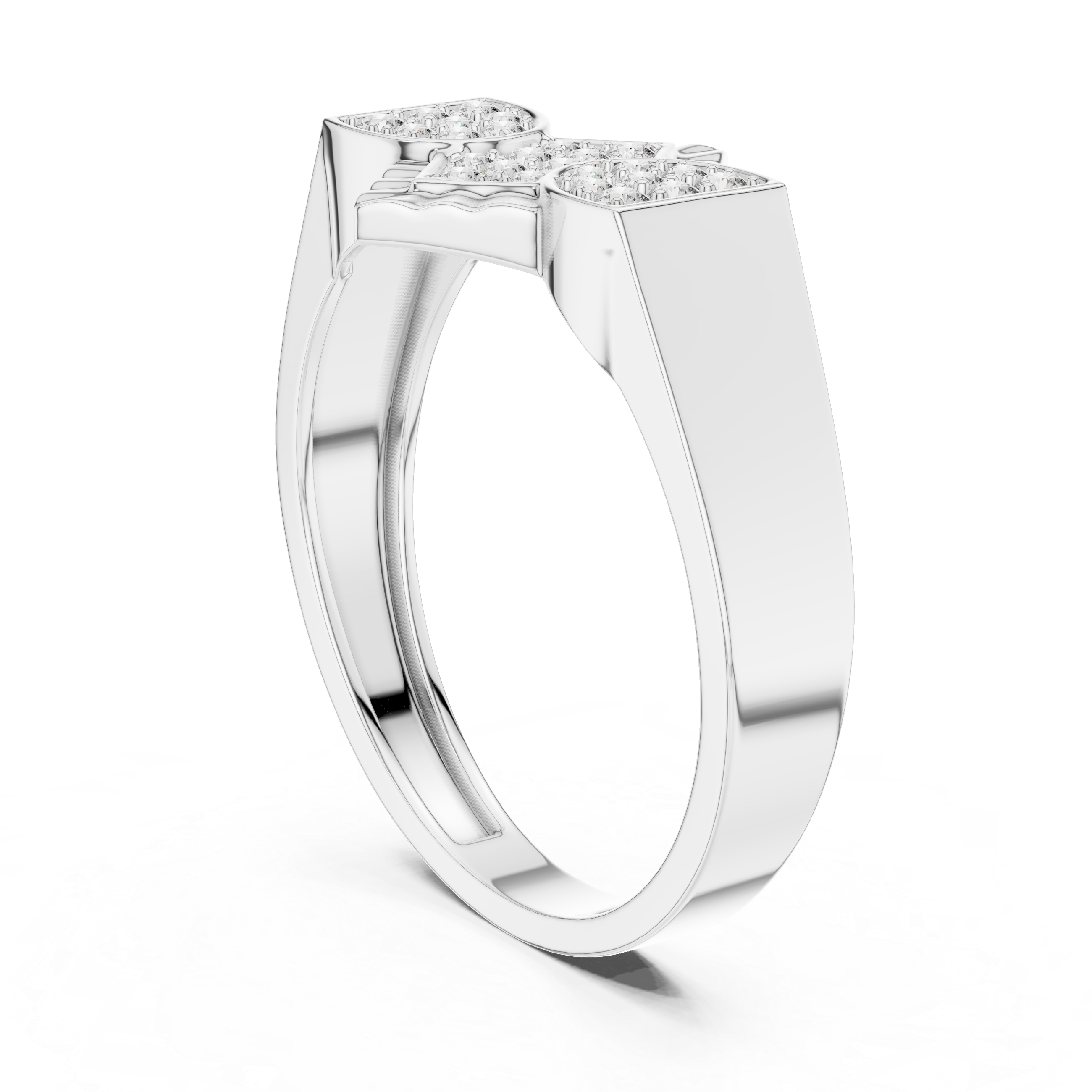 Geometric Cluster Diamond Ring with Vintage-Inspired Center Frame