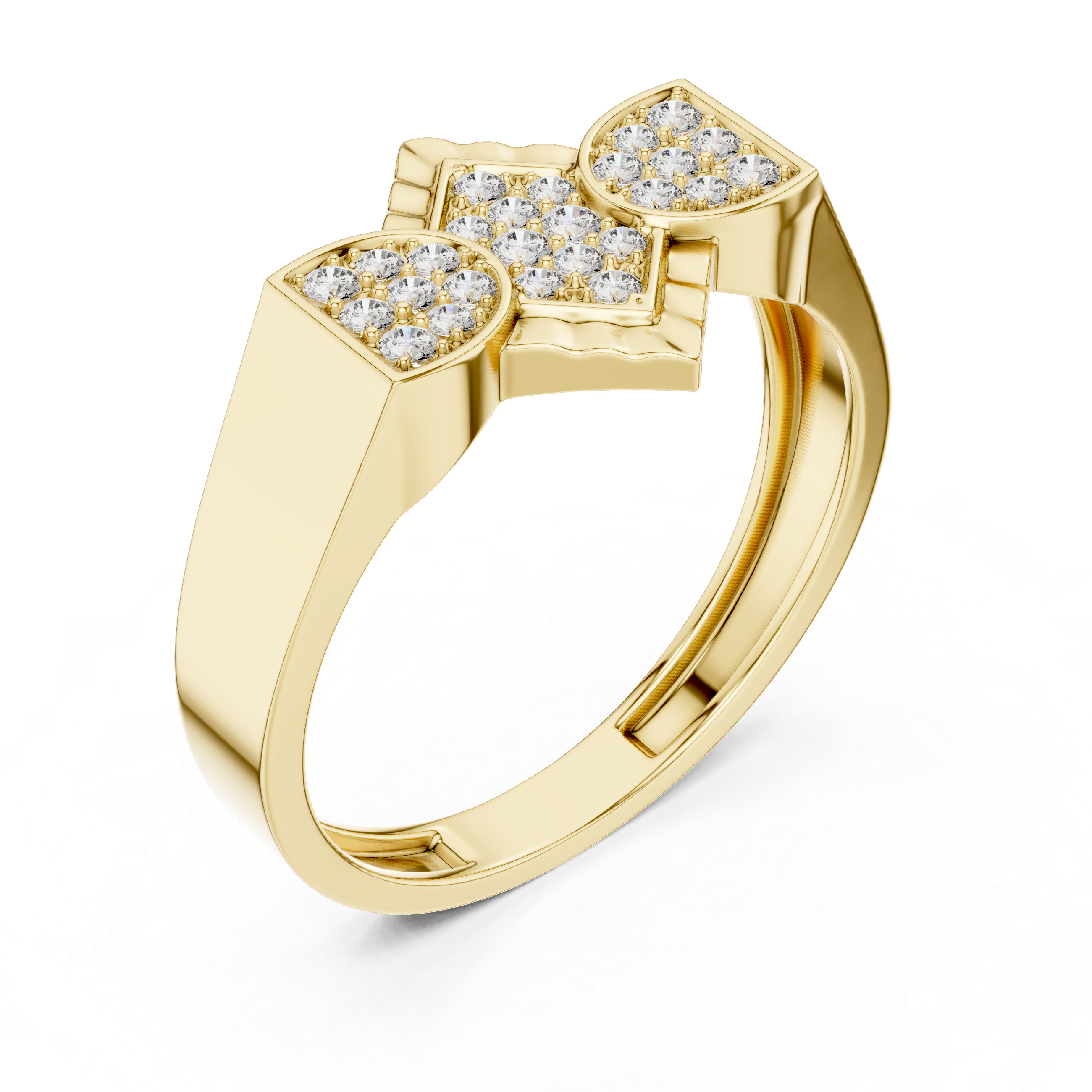 Geometric Cluster Diamond Ring with Vintage-Inspired Center Frame