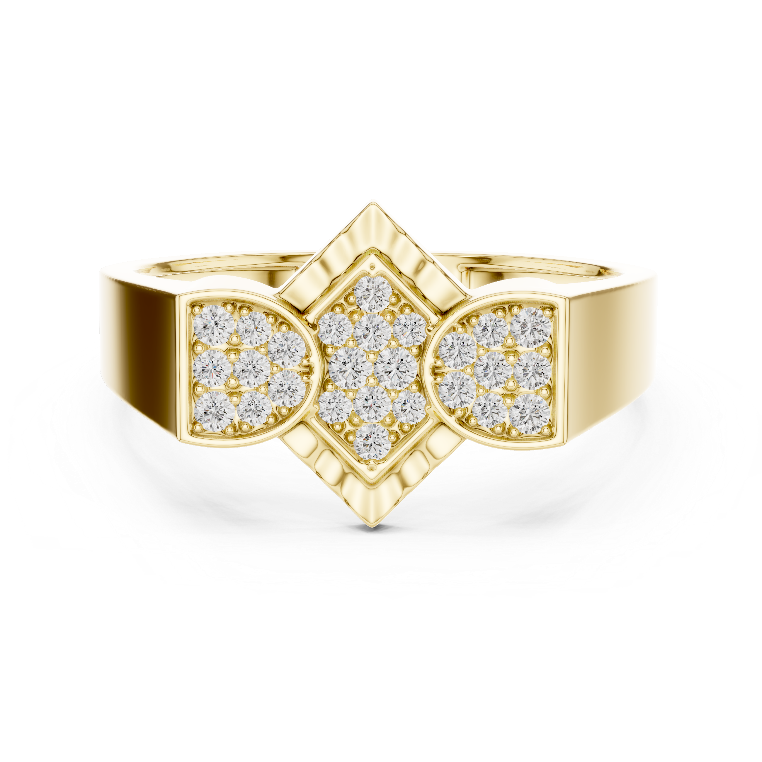 Geometric Cluster Diamond Ring with Vintage-Inspired Center Frame