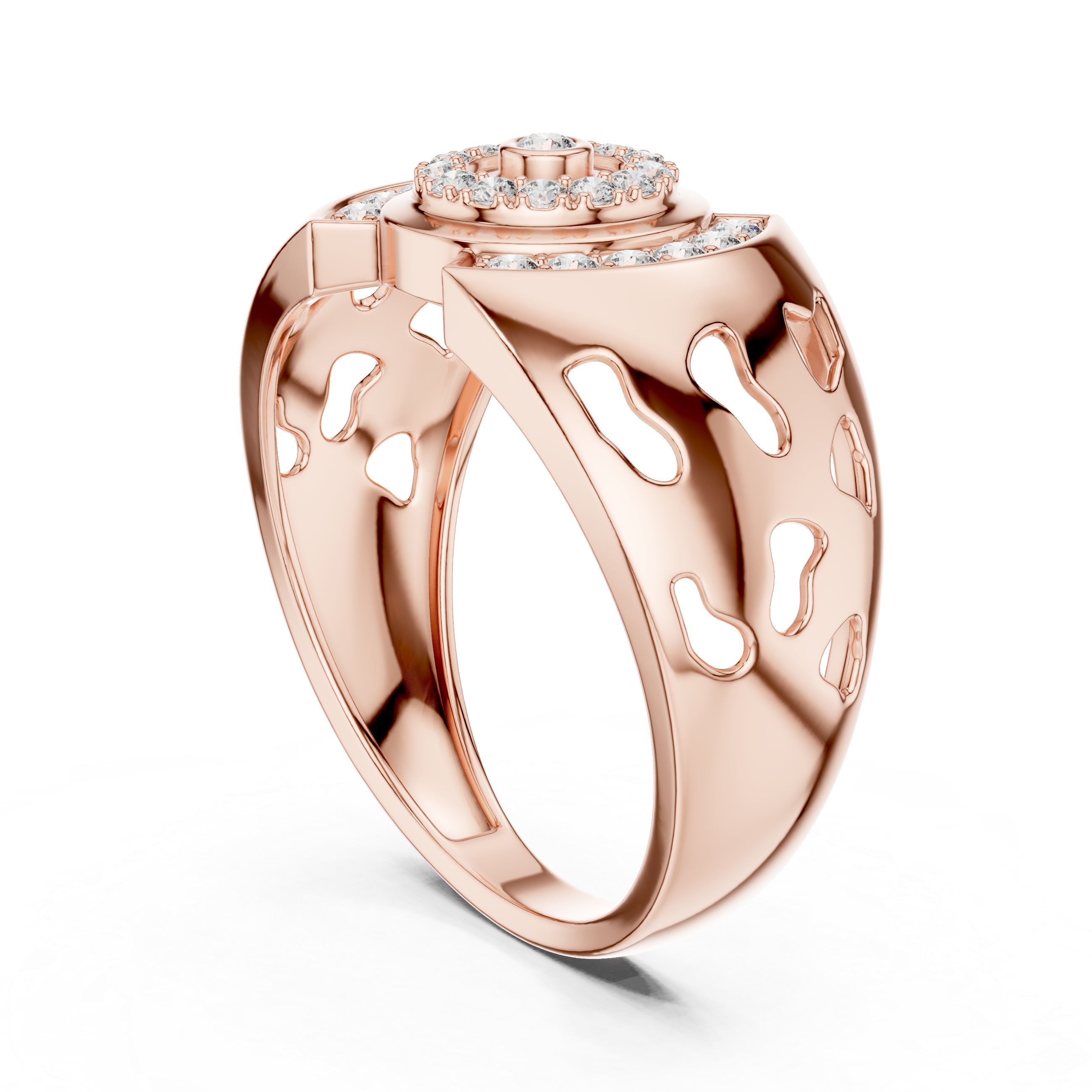 Modern Halo Diamond Statement Ring