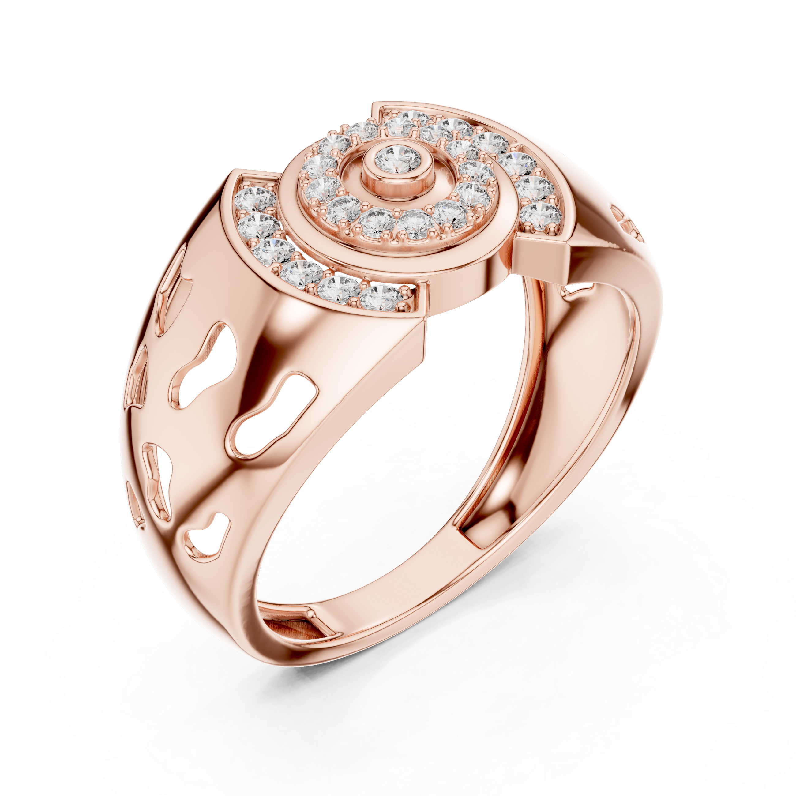 Modern Halo Diamond Statement Ring