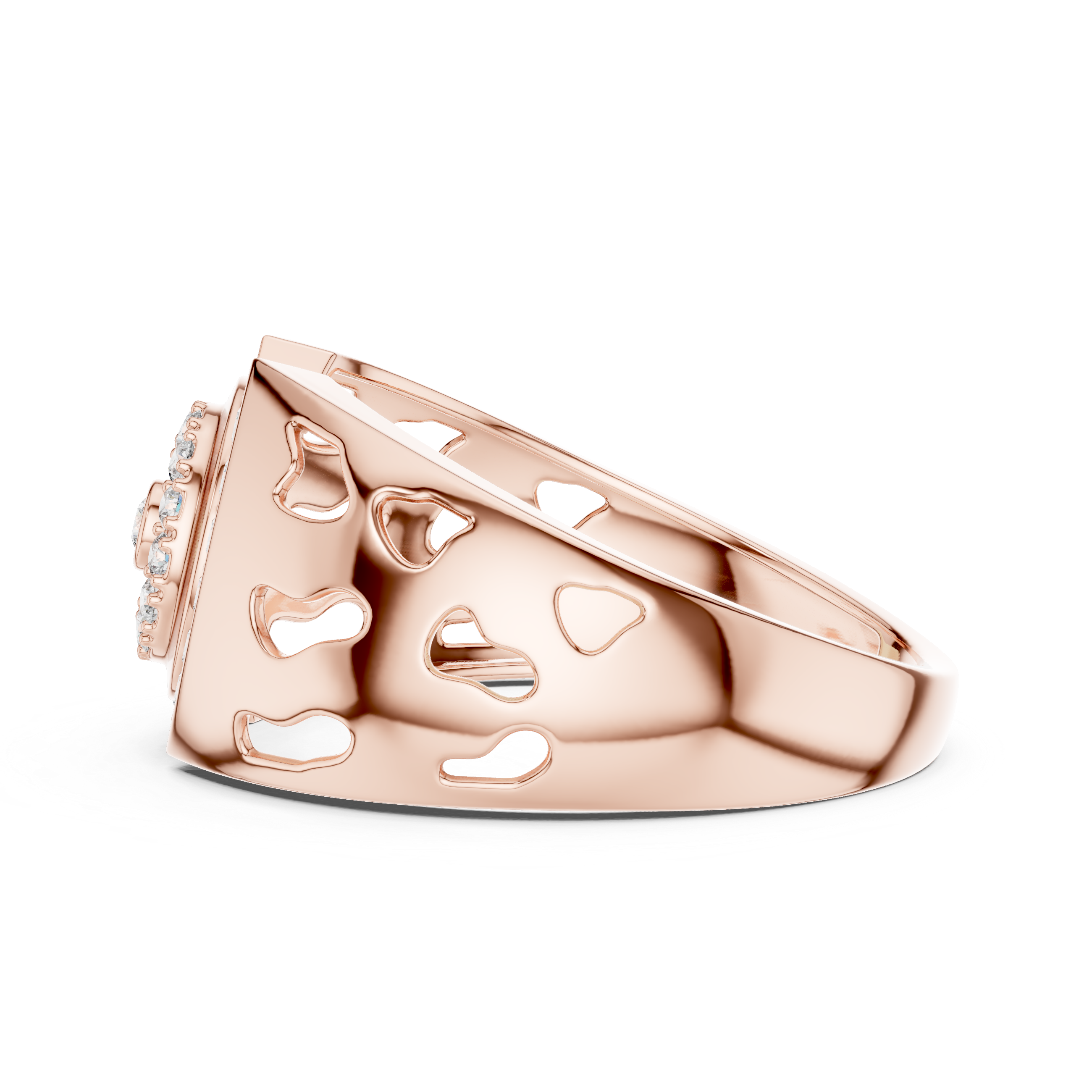 Modern Halo Diamond Statement Ring