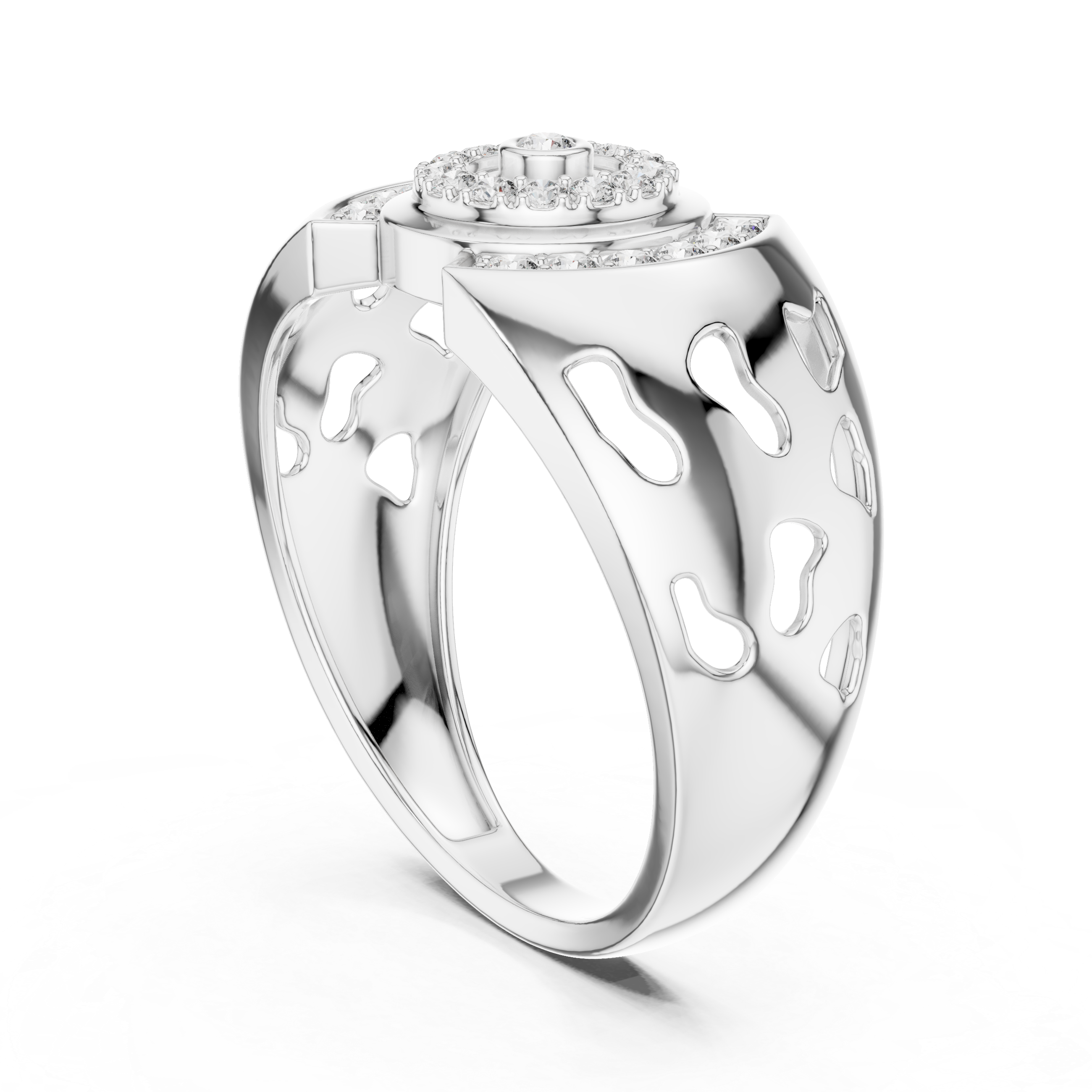 Modern Halo Diamond Statement Ring