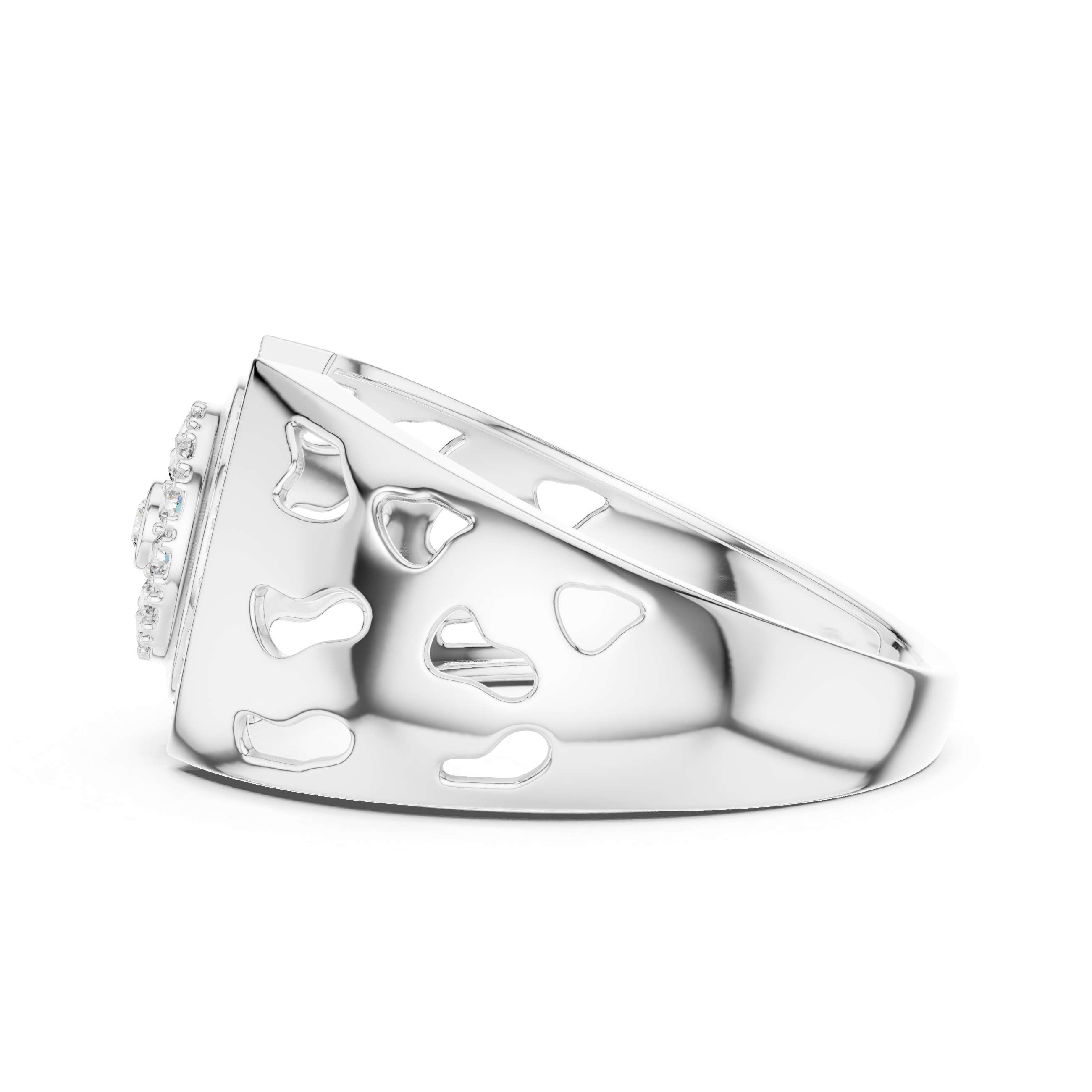 Modern Halo Diamond Statement Ring