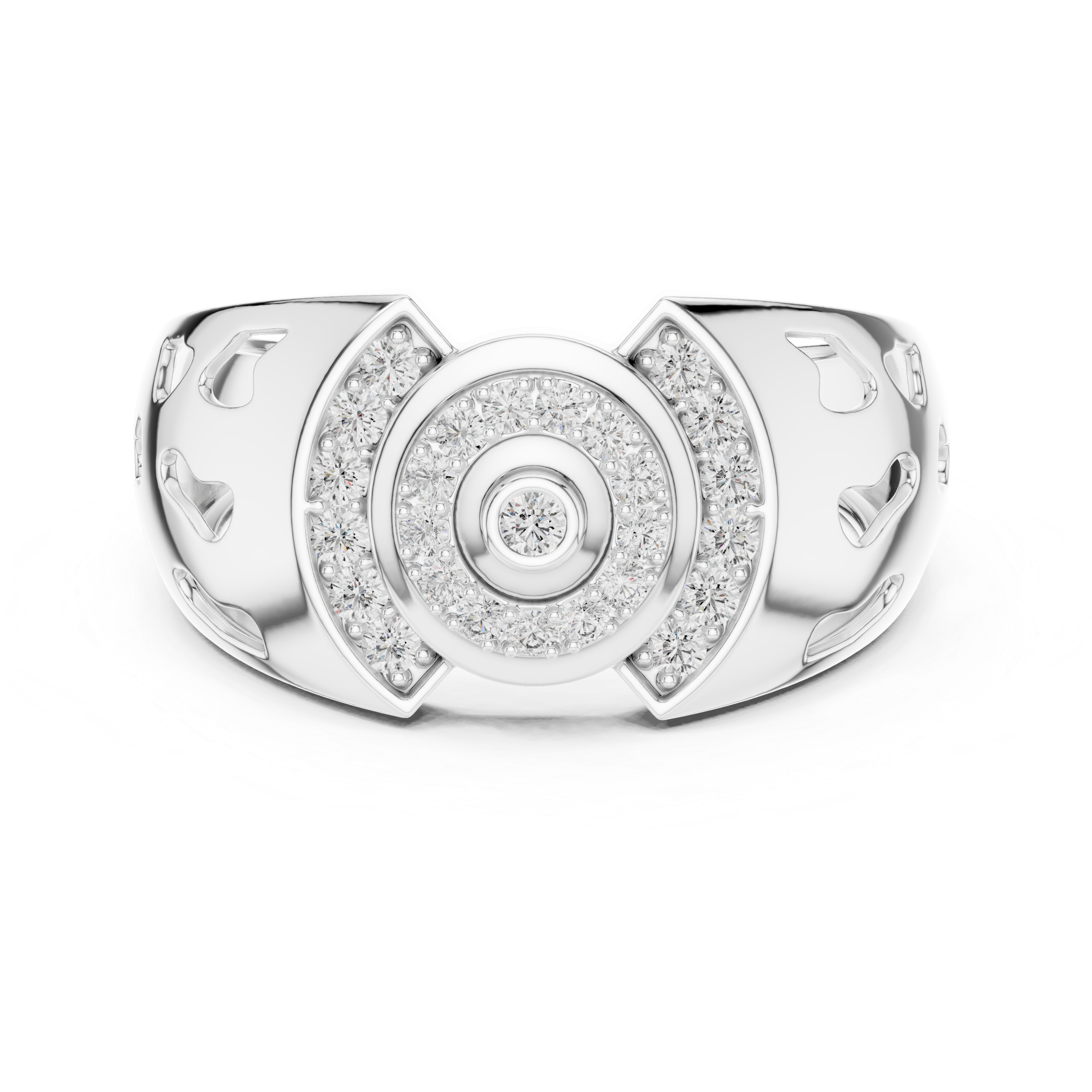 Modern Halo Diamond Statement Ring