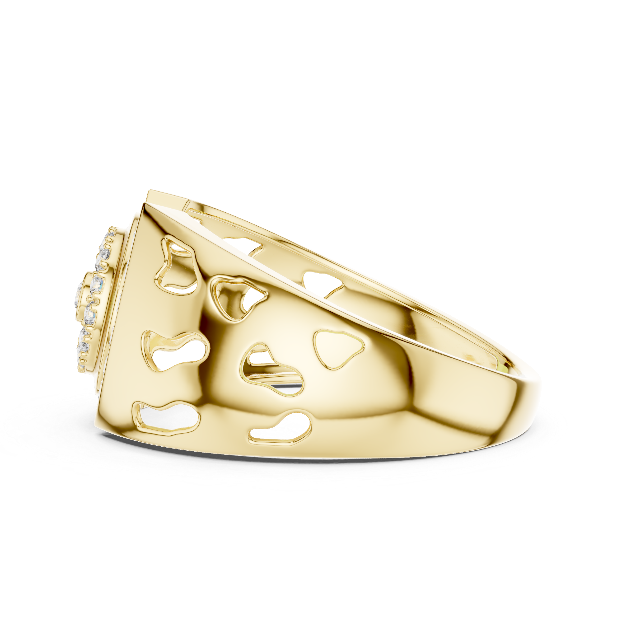 Modern Halo Diamond Statement Ring