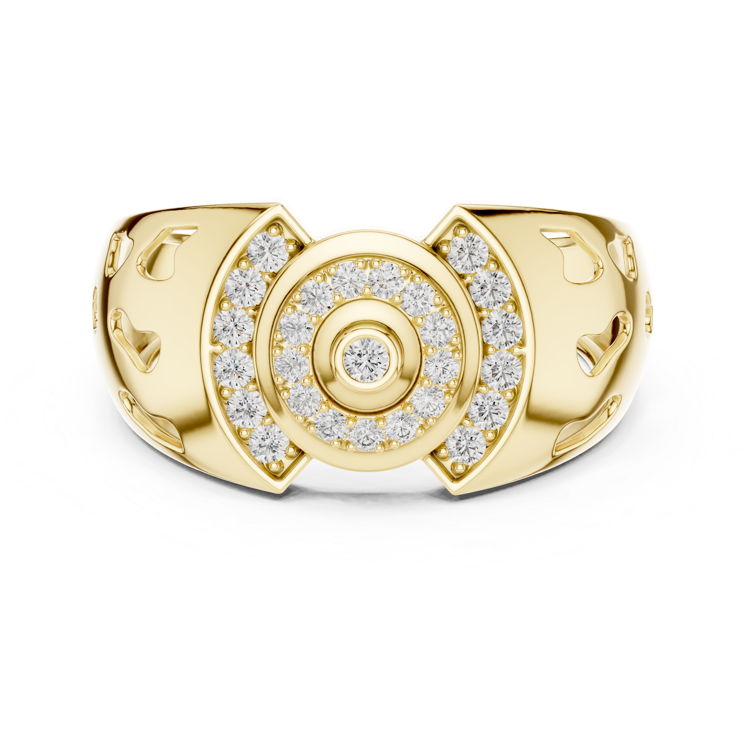 Modern Halo Diamond Statement Ring