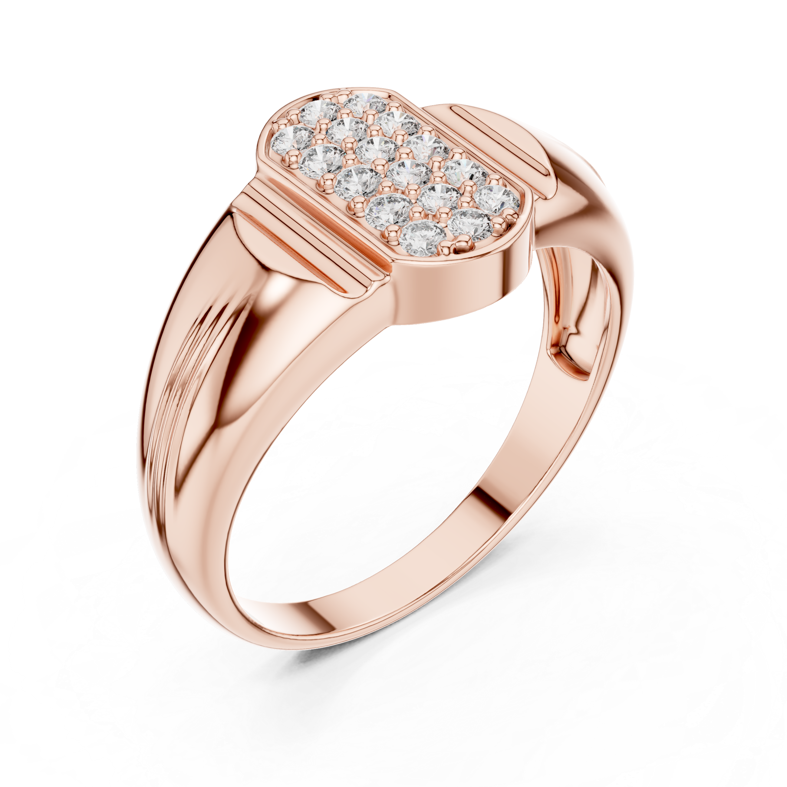 Oval Cluster Diamond Signet Ring