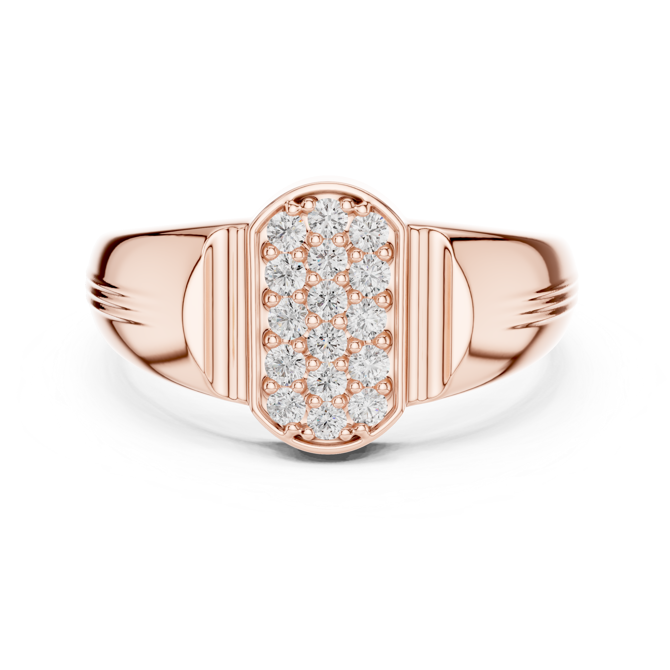 Oval Cluster Diamond Signet Ring