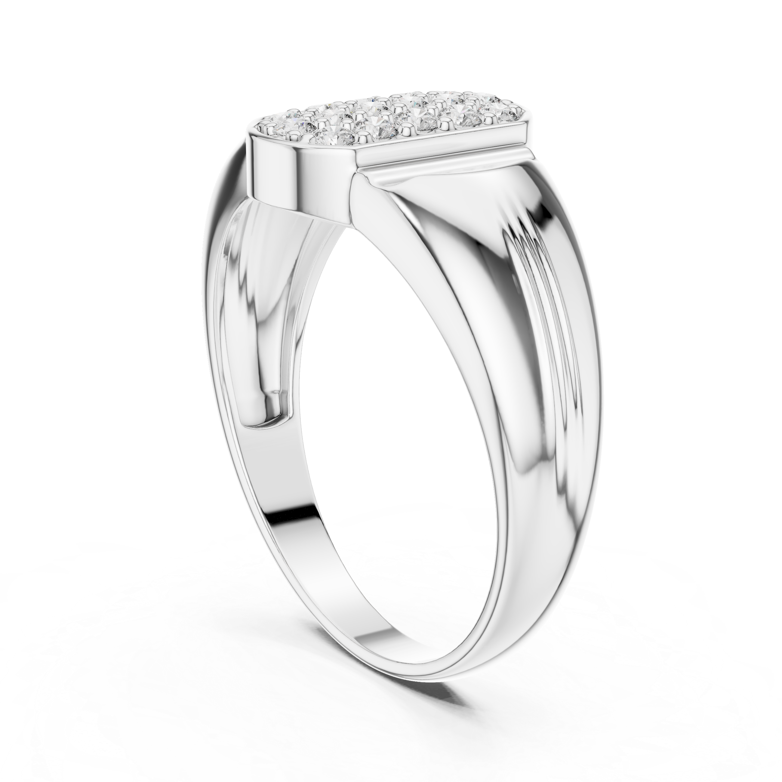 Oval Cluster Diamond Signet Ring