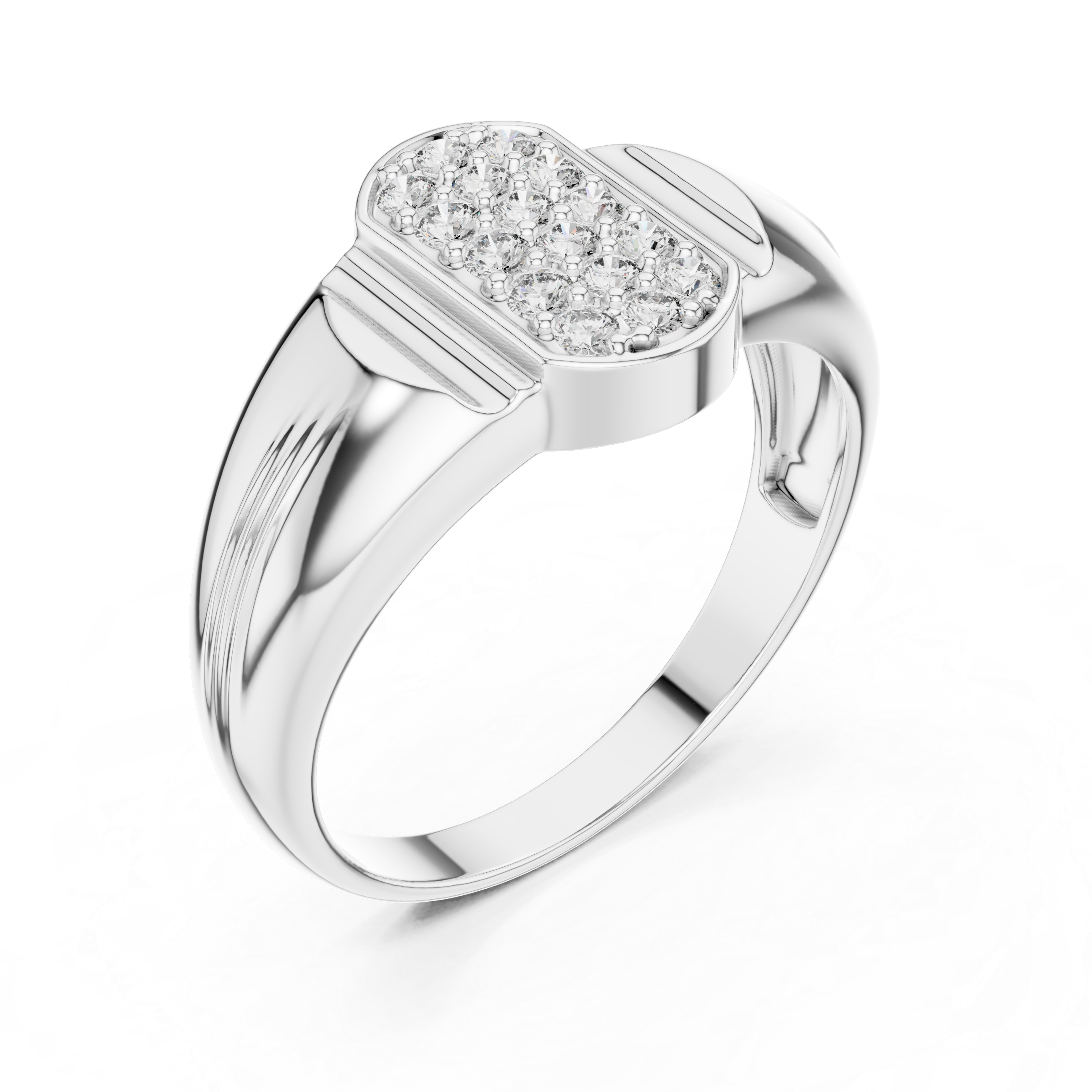Oval Cluster Diamond Signet Ring