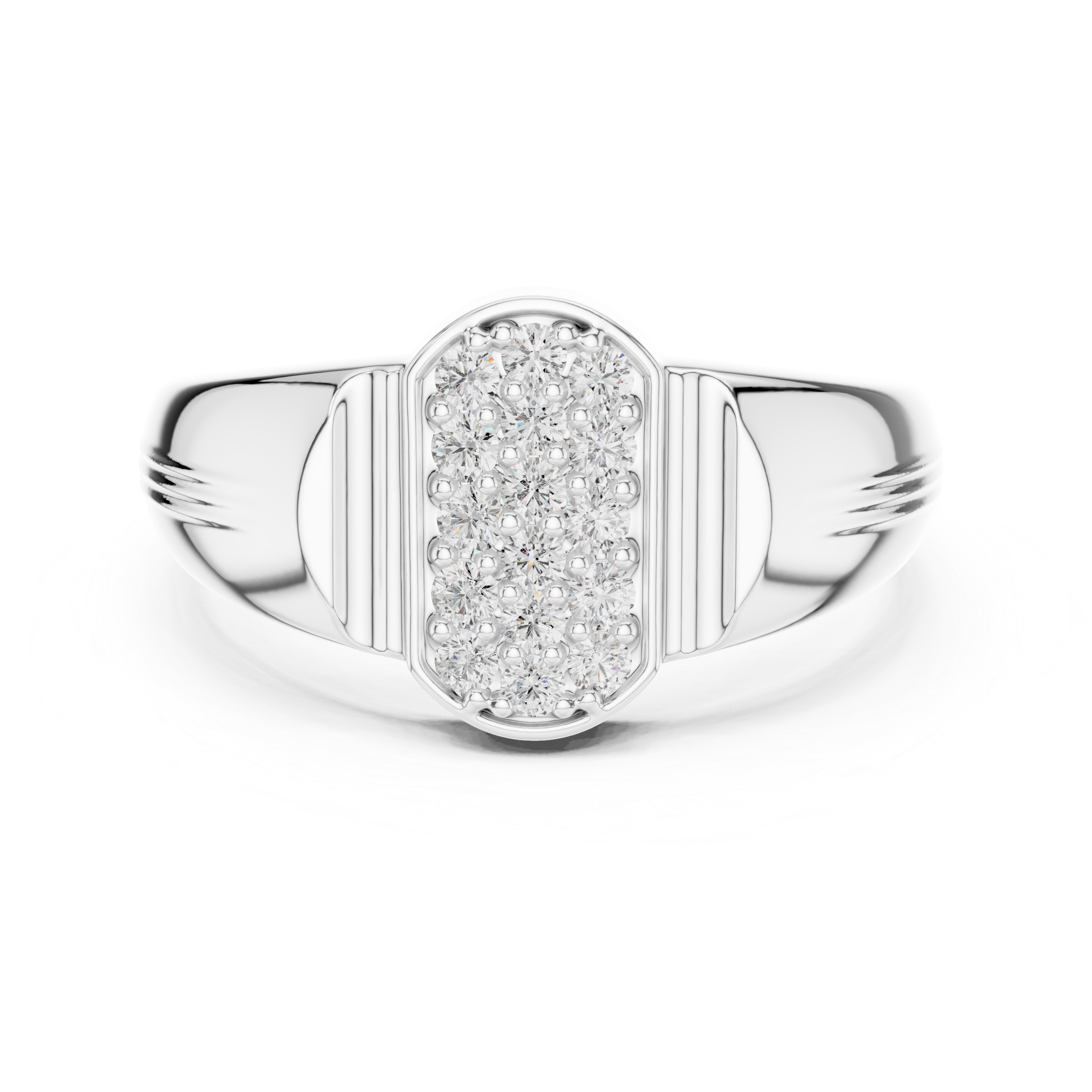 Oval Cluster Diamond Signet Ring